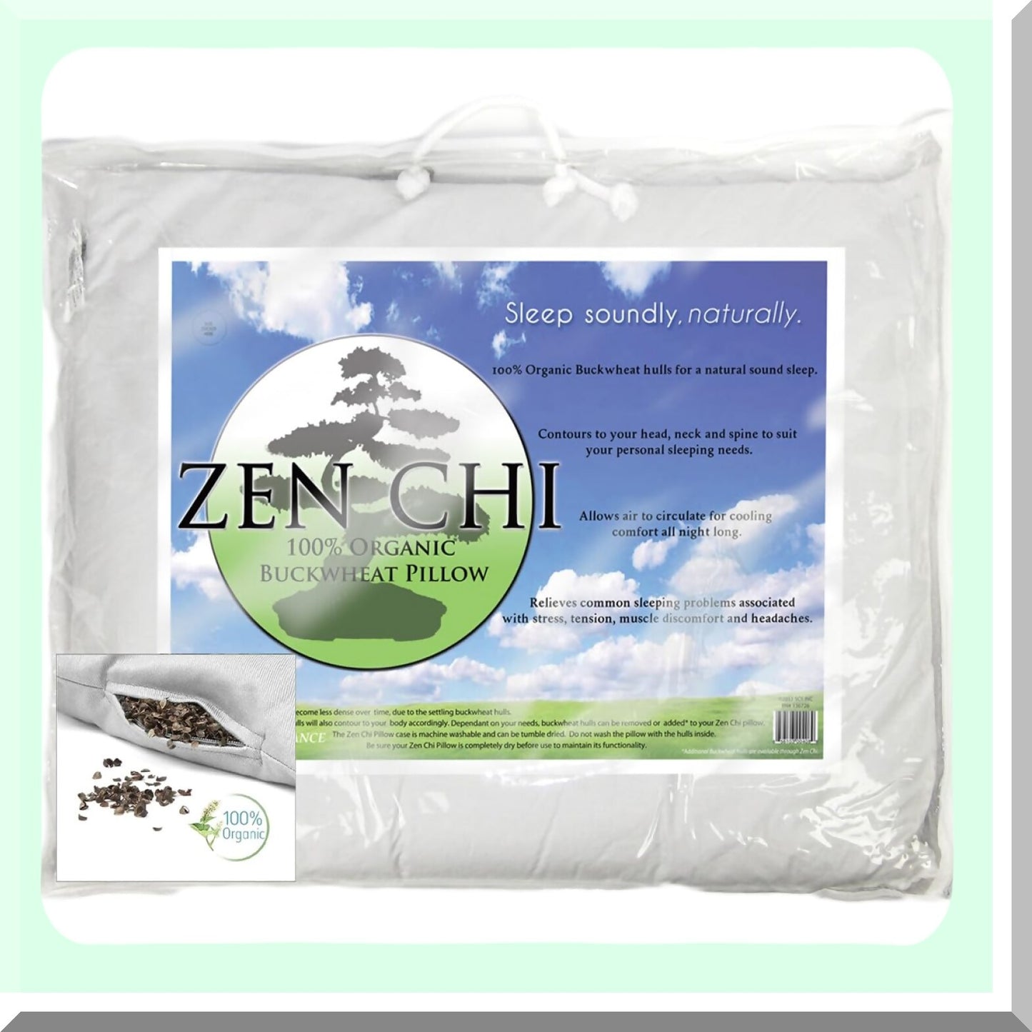 CoolSleep Buckwheat Comfort Pillow - Queen Size (20"X30") - Natural Cooling Technology - All Cotton Cover - Adjusts to Head - Comfortable Sleep - Buckwheat Hulls