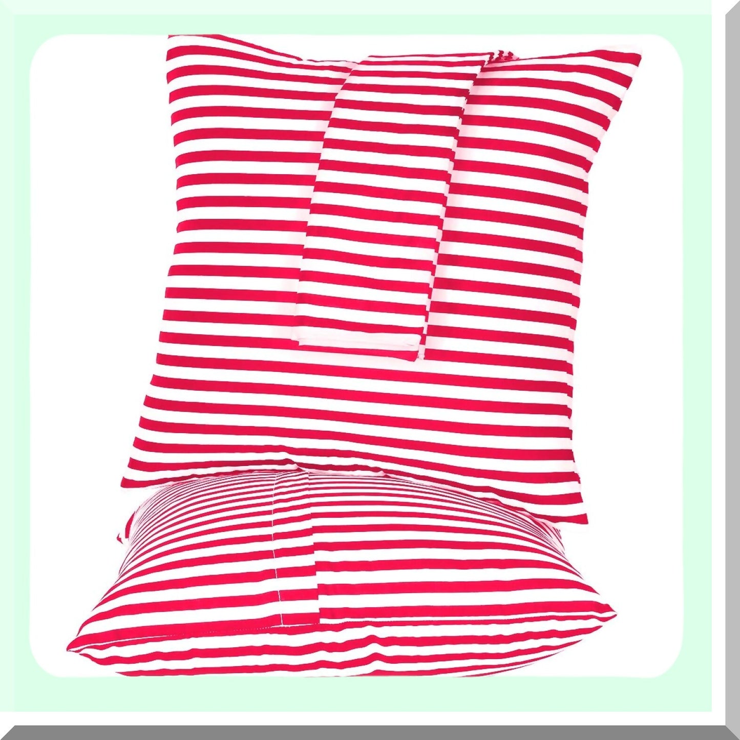 Striped Cotton Square Pillow Covers Set - 2 Pack Red 18x18 Inch - Sofa Bedroom Car Cushion Cases - Decorative Pillowcases - 100% Cotton