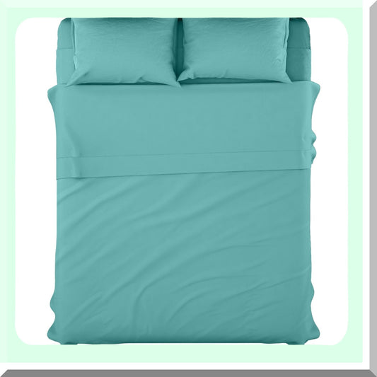 Aqua Blue Ultra Soft Microfiber Bed Sheet Set - 3Pcs Brushed Bedding Set with 16 Deep Pockets for Twin XL Beds - Luxurious Sheets for Bedding