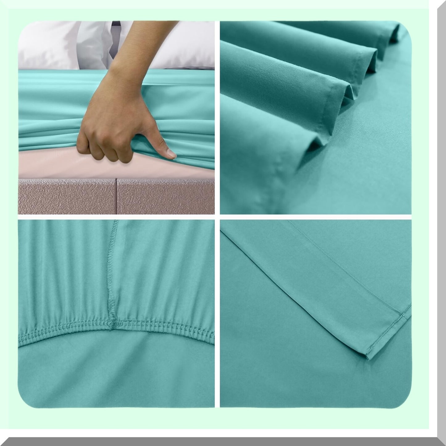 Aqua Blue Ultra Soft Microfiber Bed Sheet Set - 3Pcs Brushed Bedding Set with 16 Deep Pockets for Twin XL Beds - Luxurious Sheets for Bedding