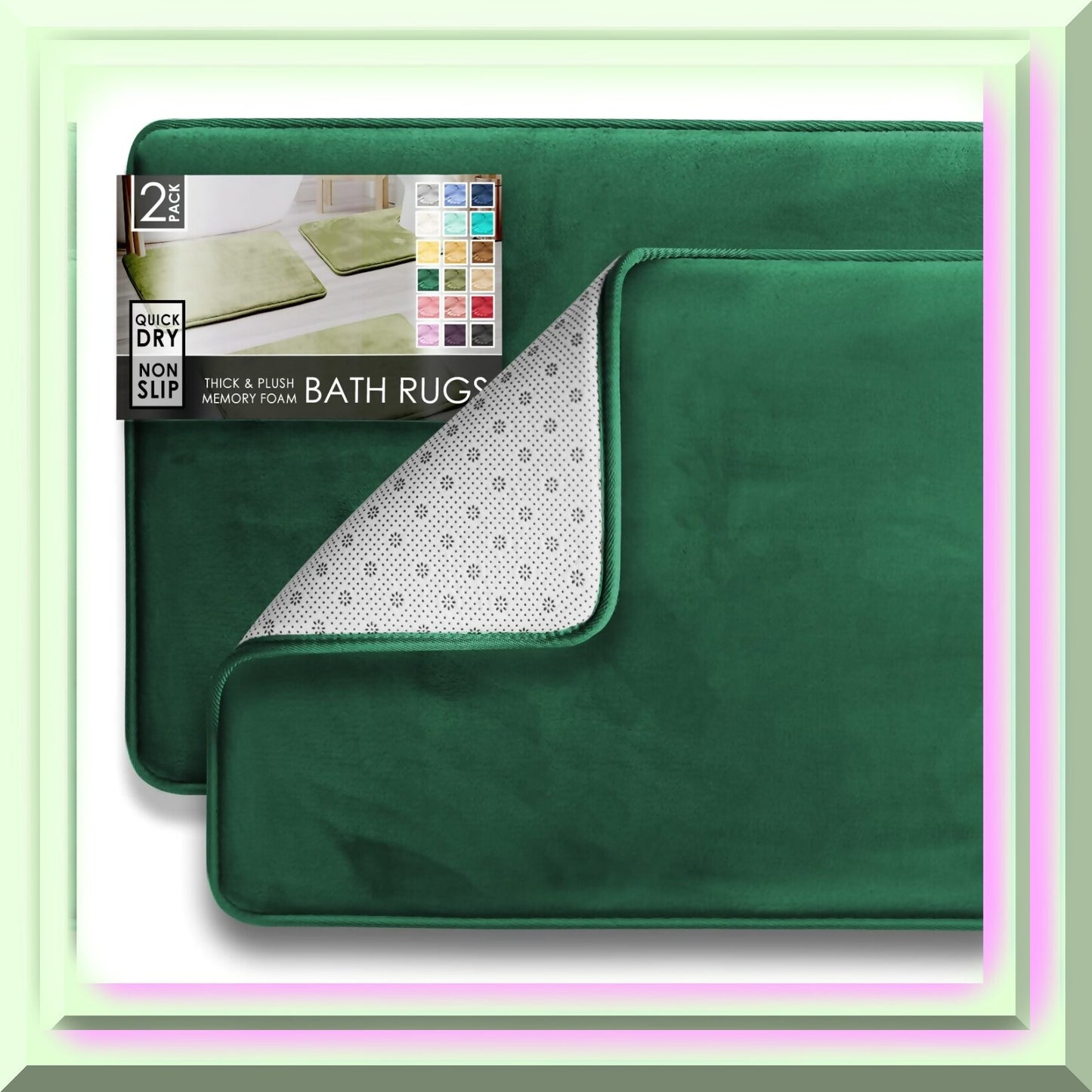 Bathroom Rugs Set of 2 20x32 Hunter Green