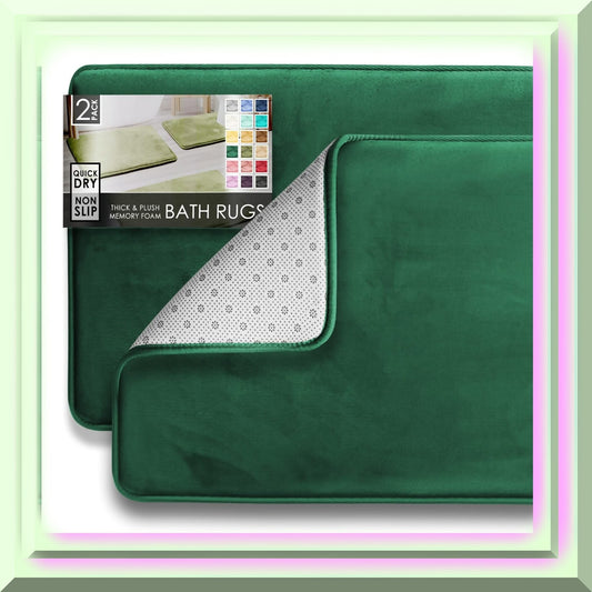 Bathroom Rugs Set of 2 20x32 Hunter Green