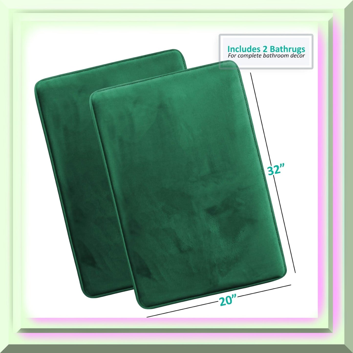 Bathroom Rugs Set of 2 20x32 Hunter Green