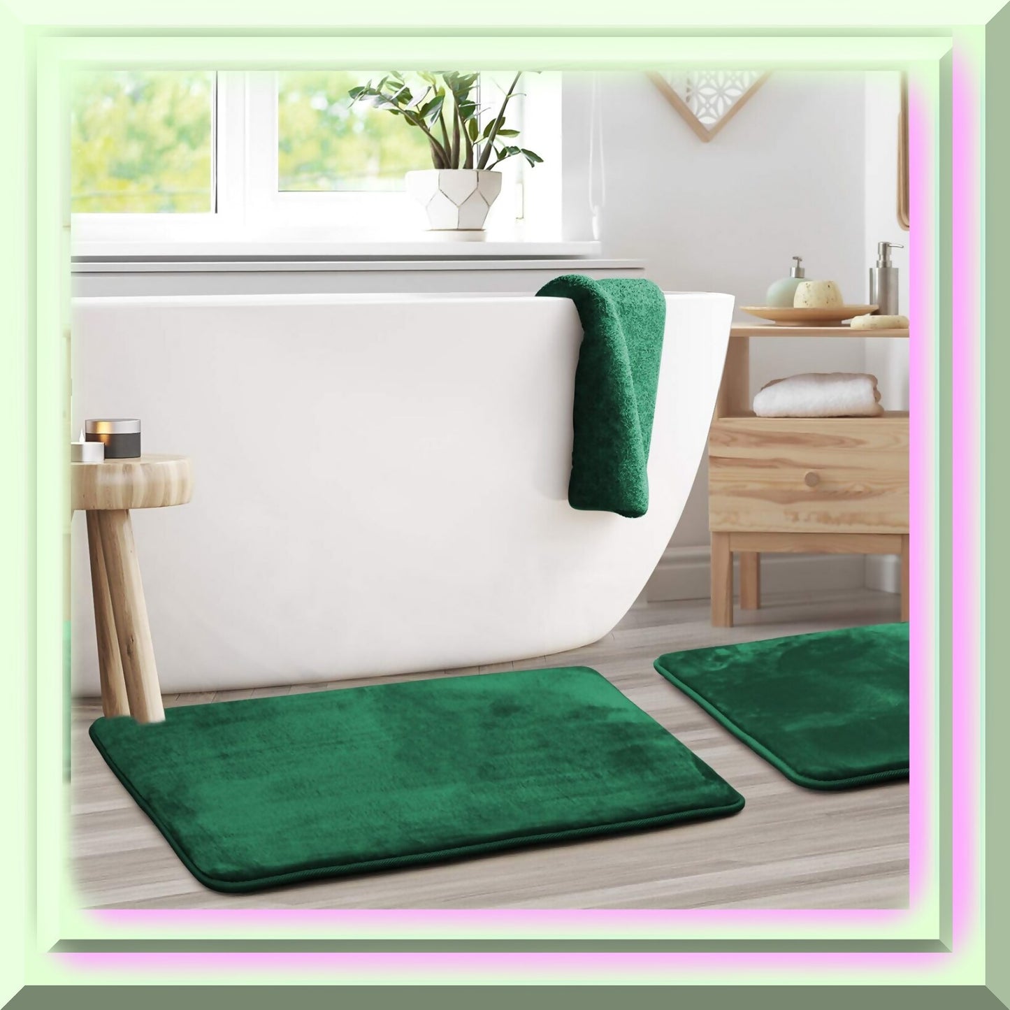Bathroom Rugs Set of 2 20x32 Hunter Green