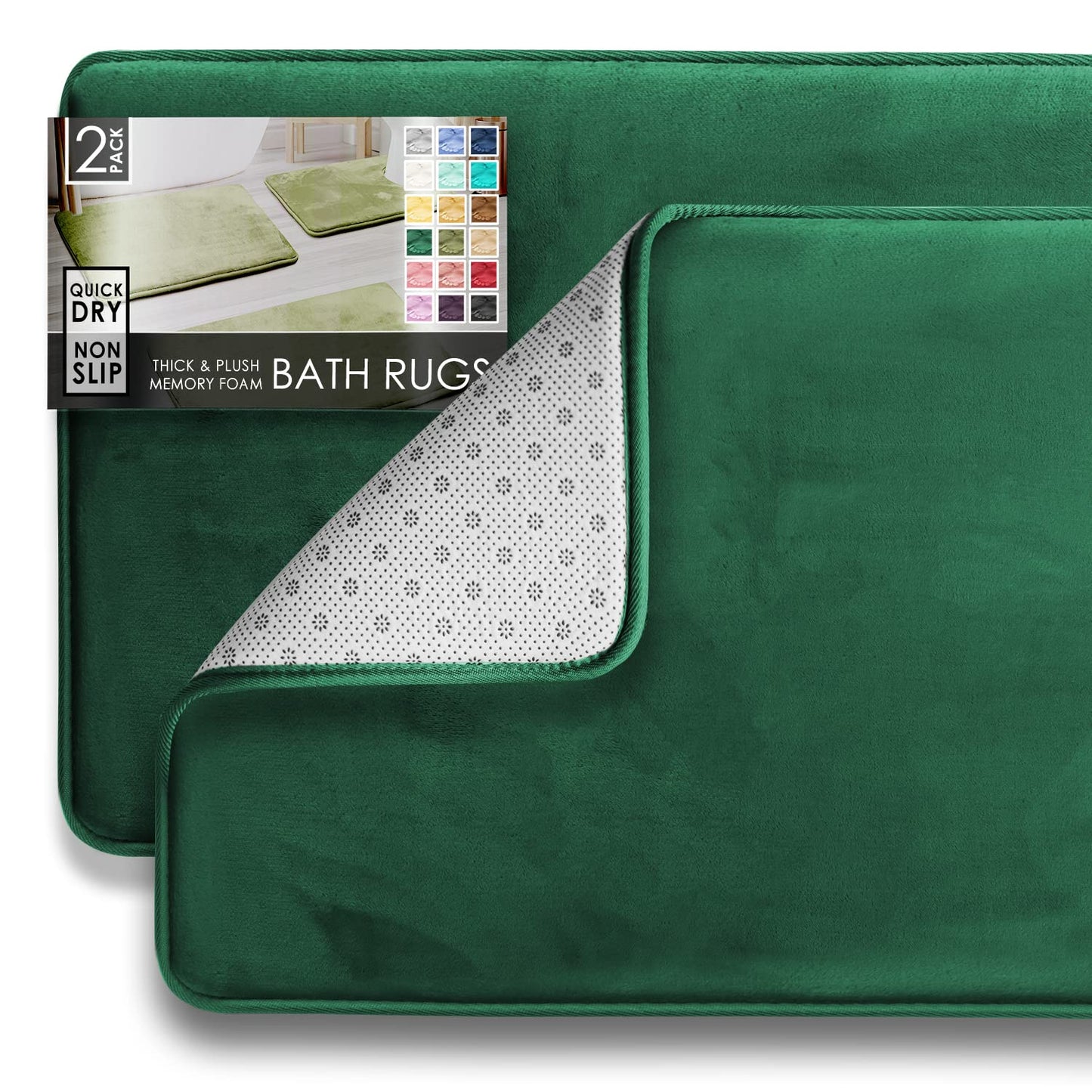 Bathroom Rugs Set of 2 20x32 Hunter Green