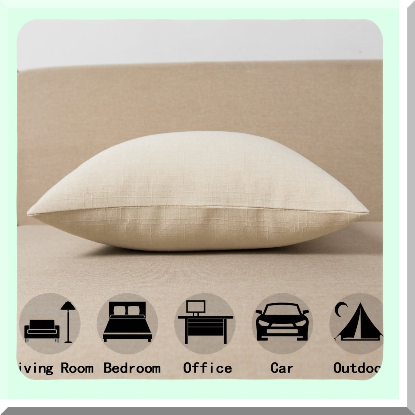 Ivory Linen Velvet Cushion Shams - Set of 2 | Solid Decorative Pillow Covers for Chair - 26"x26" Euro Sham | Durable & Luxurious Home Decor Accessory