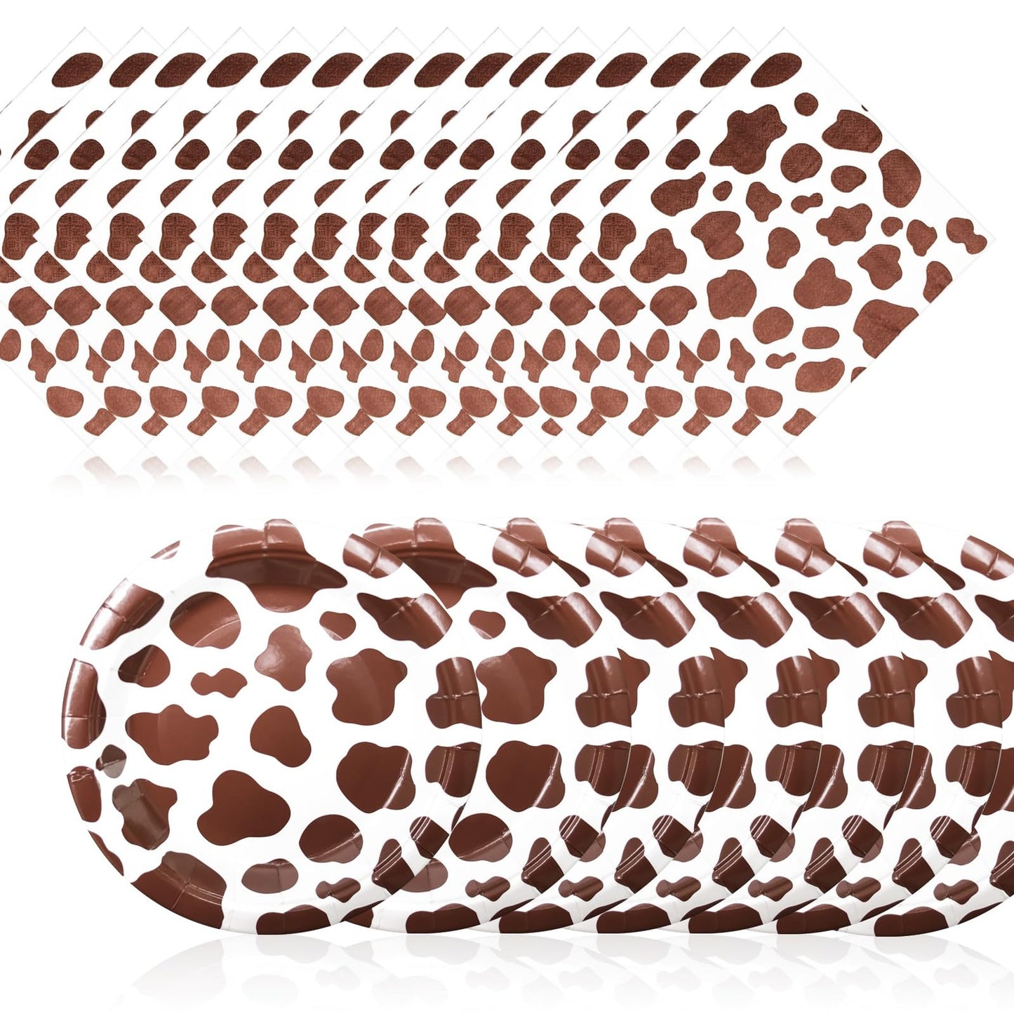 Cow Print Party Supplies Set with Plates and Napkins