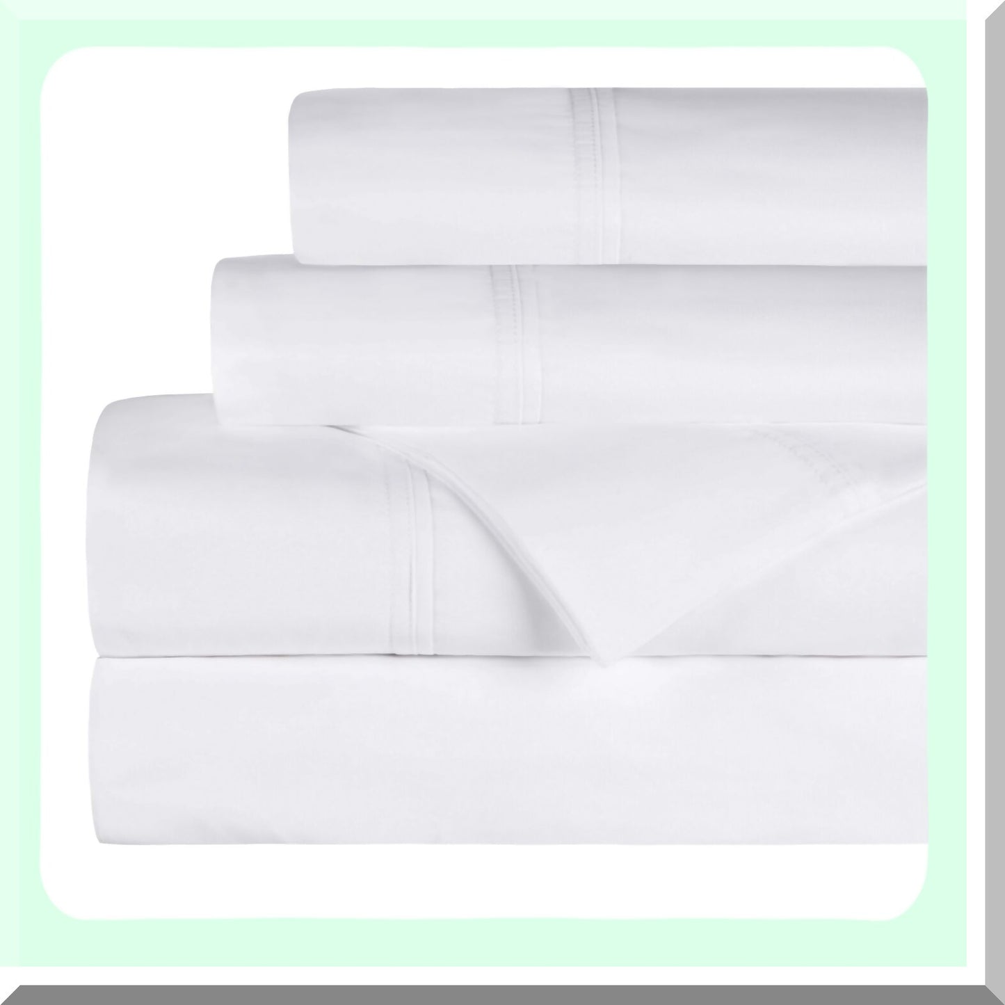 Percale Comfort 300 Thread Count Bed Sheet Set - Deep Pocket Fitted Sheet, Flat Sheet, Pillowcases - Cute White Bedding Decor for Full Size Bed