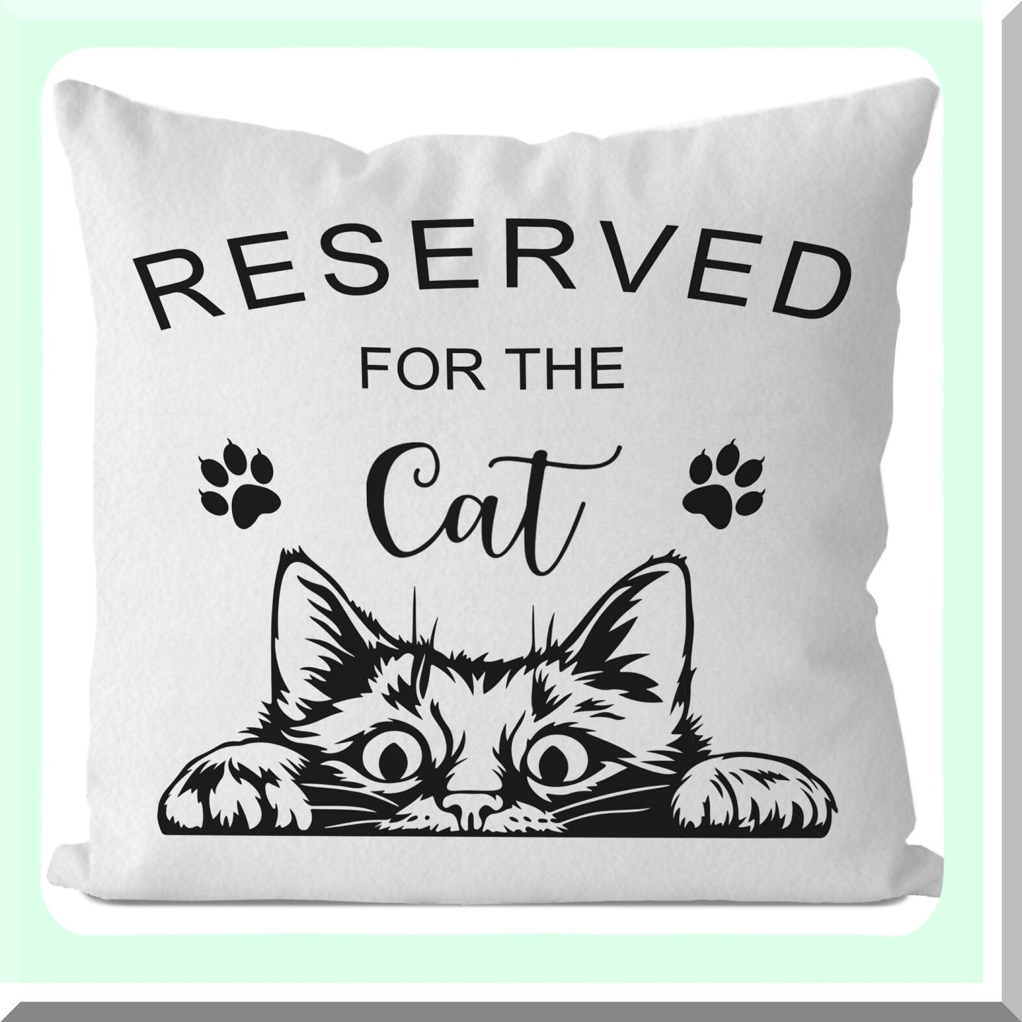 Funny Cat Seat Cushion Pillow Cover - Reserved for The Cat 18x18 Inch - Decorative Home Decoration Pillowcase - Funny Cat Decor for Home