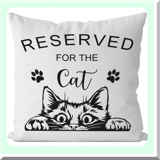 Funny Cat Seat Cushion Pillow Cover - Reserved for The Cat 18x18 Inch - Decorative Home Decoration Pillowcase - Funny Cat Decor for Home