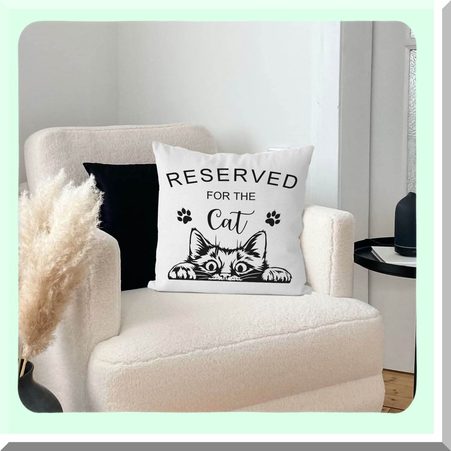 Funny Cat Seat Cushion Pillow Cover - Reserved for The Cat 18x18 Inch - Decorative Home Decoration Pillowcase - Funny Cat Decor for Home