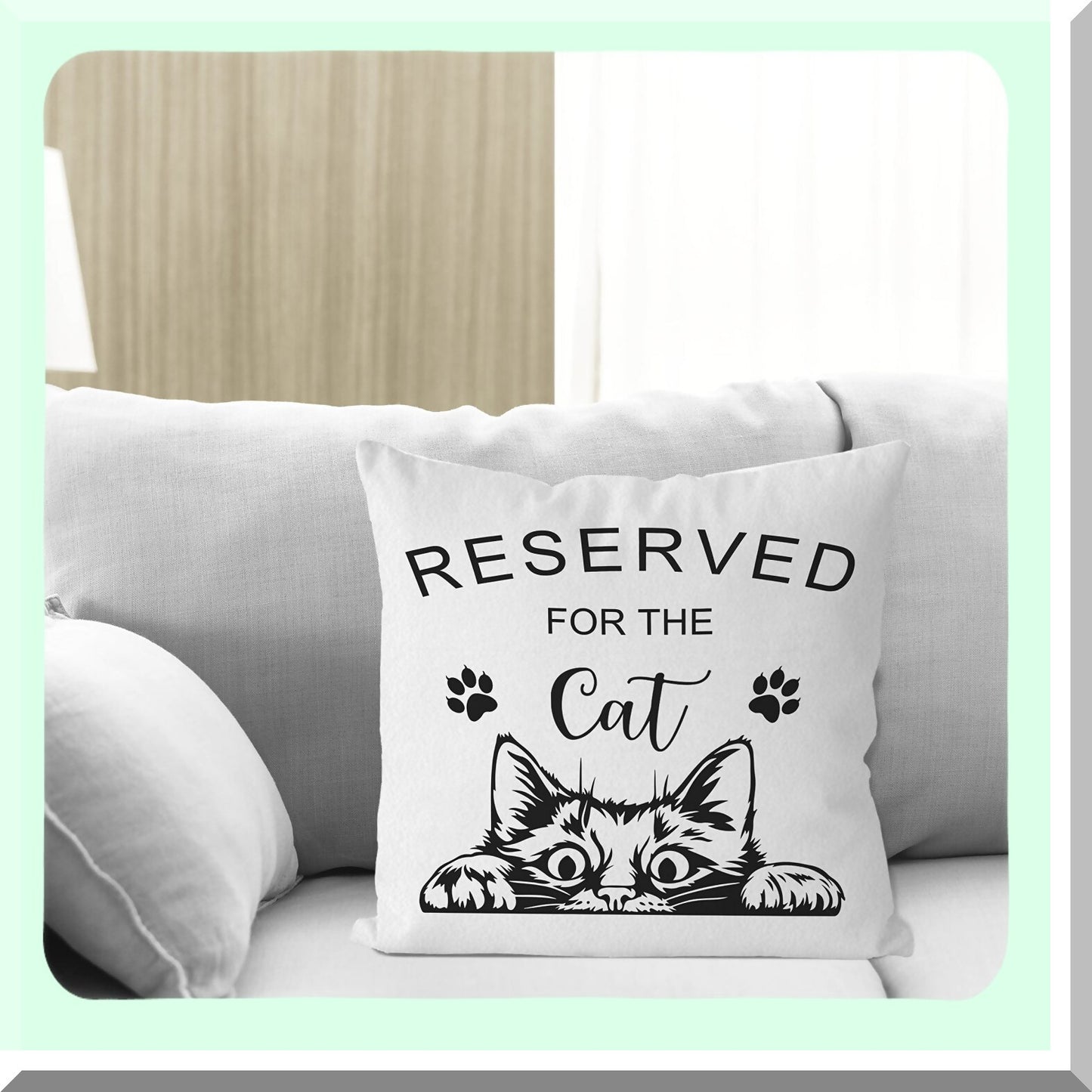 Funny Cat Seat Cushion Pillow Cover - Reserved for The Cat 18x18 Inch - Decorative Home Decoration Pillowcase - Funny Cat Decor for Home