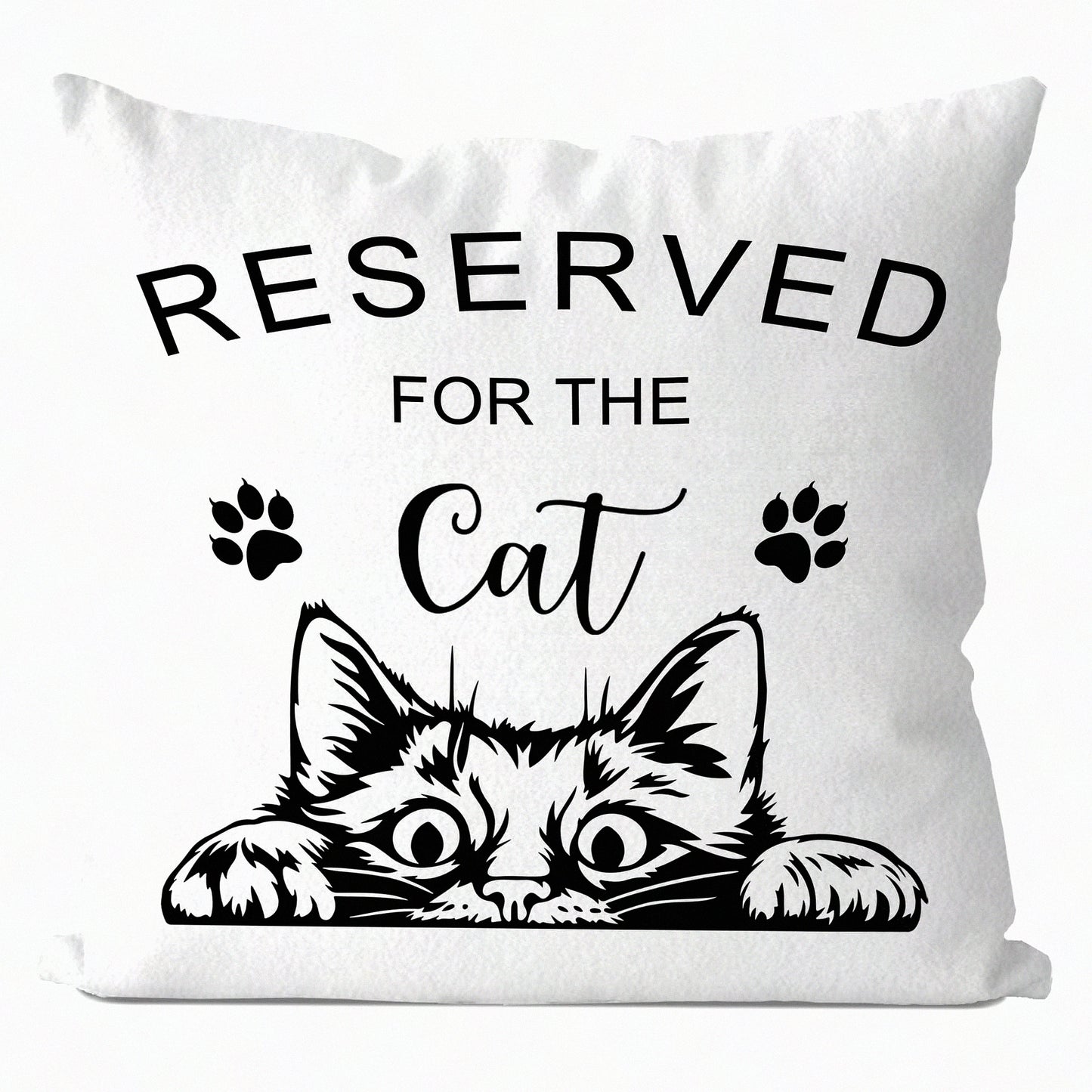 Funny Cat Seat Cushion Pillow Cover - Reserved for The Cat 18x18 Inch - Decorative Home Decoration Pillowcase - Funny Cat Decor for Home