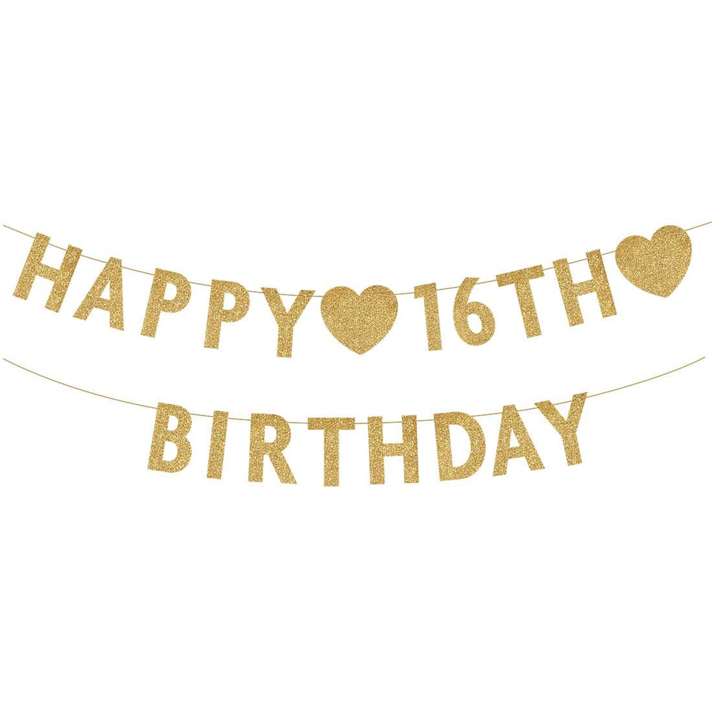 Gold 16th Birthday Banner for Party Decorations