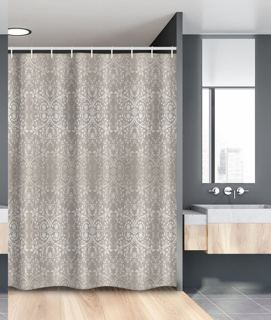 Grey Victorian Lace Flowers Shower Curtain 54x78