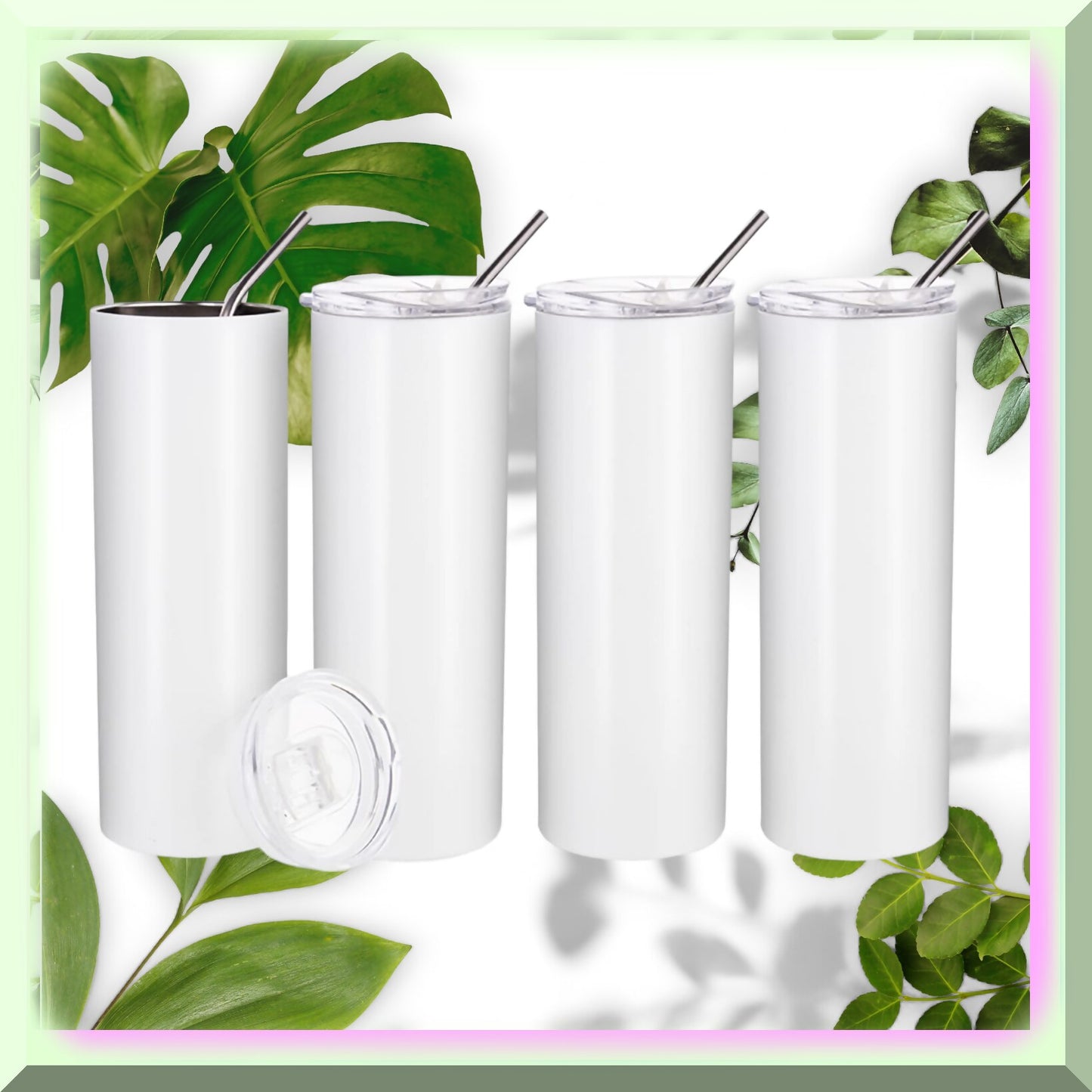 20 OZ Stainless Steel Tumbler Set White 4 Pack