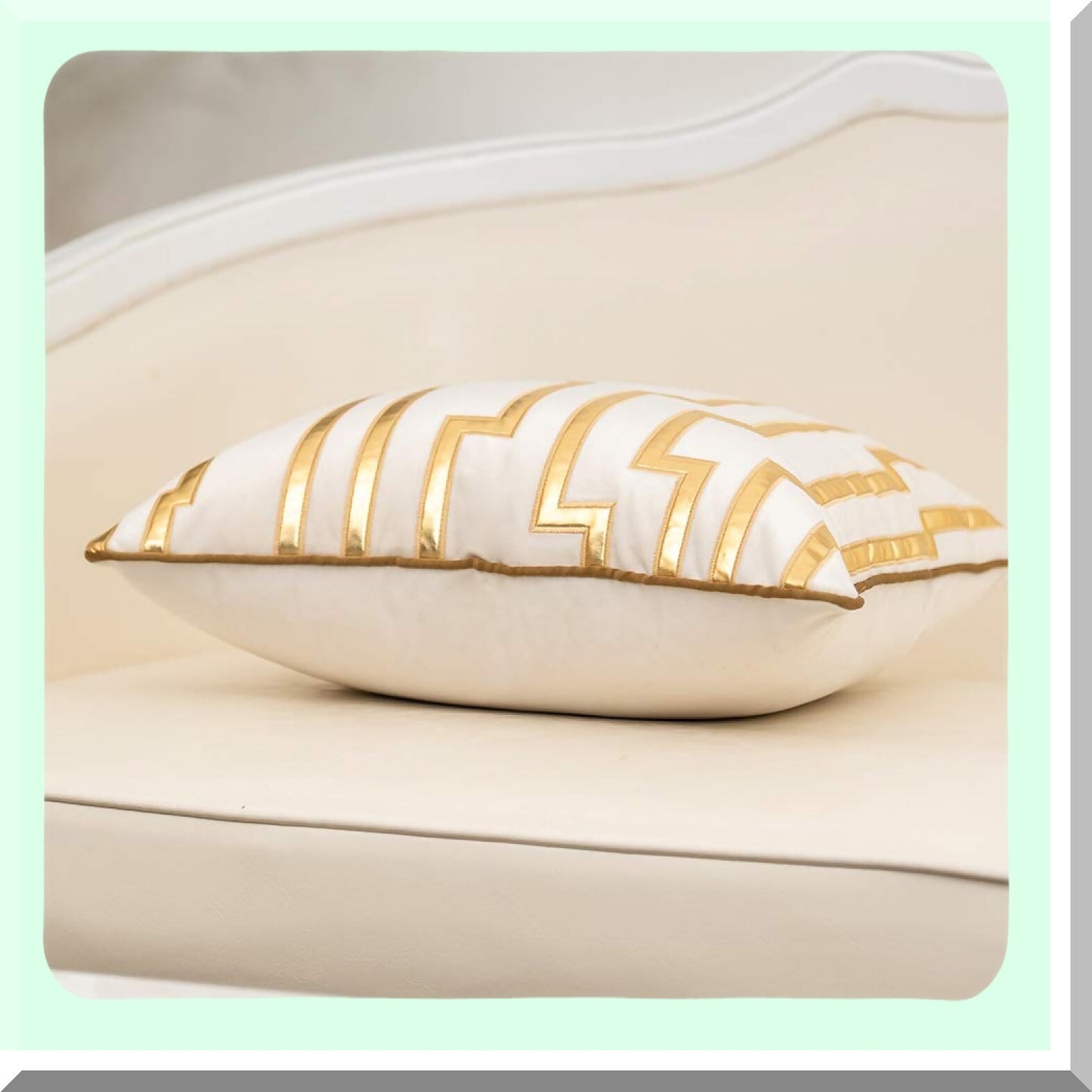 Luxury Gold Stripe Geometric Leather Pillow Covers - European Decorative Cushion Cases for Living Room & Bedroom - 20x20 Inch Square