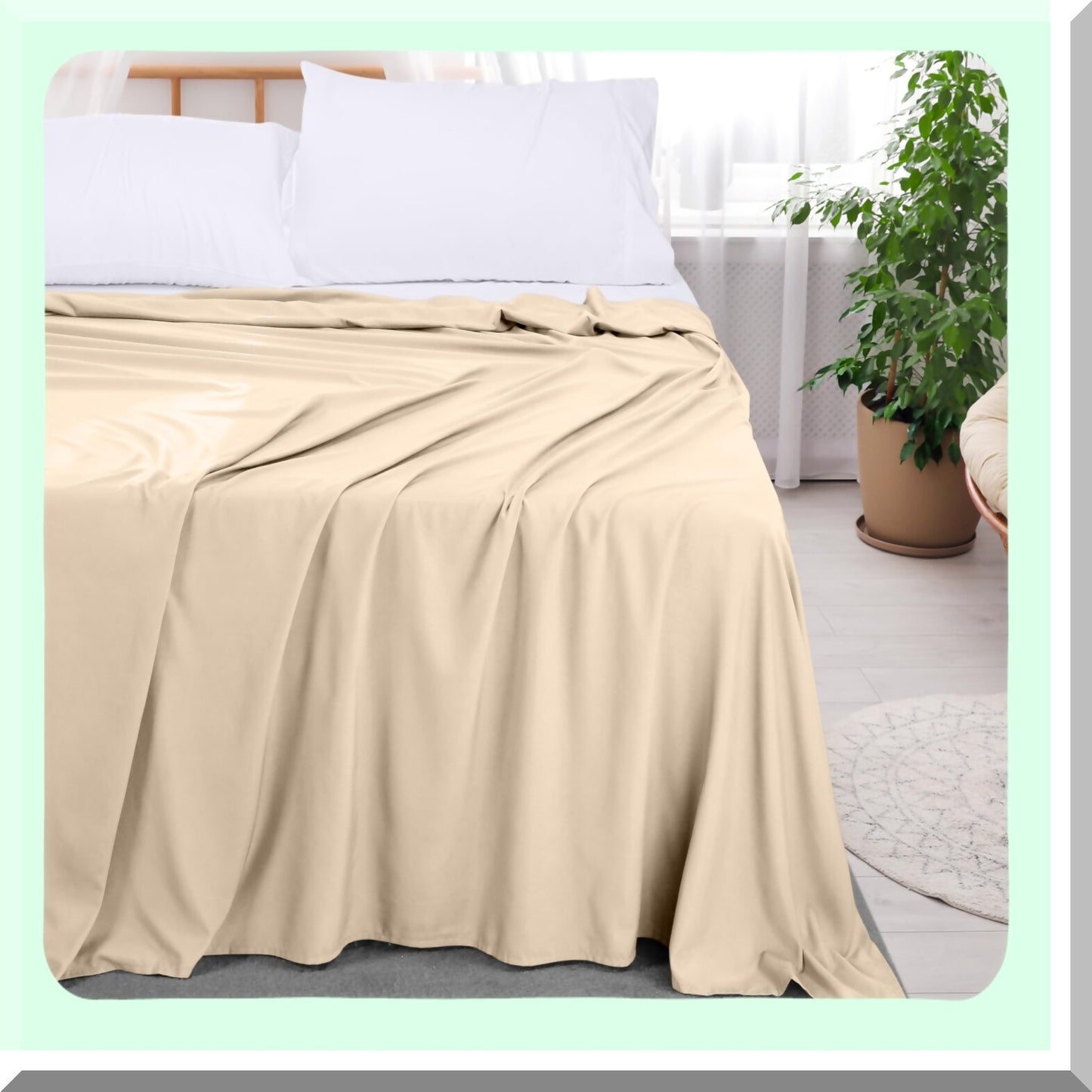 UltraSoft Microfiber Top Sheet - Twin Size Beige - Fade Resistant Brushed Flat Sheet - Easy Care Bedding - Luxurious Softness - No Shrinkage