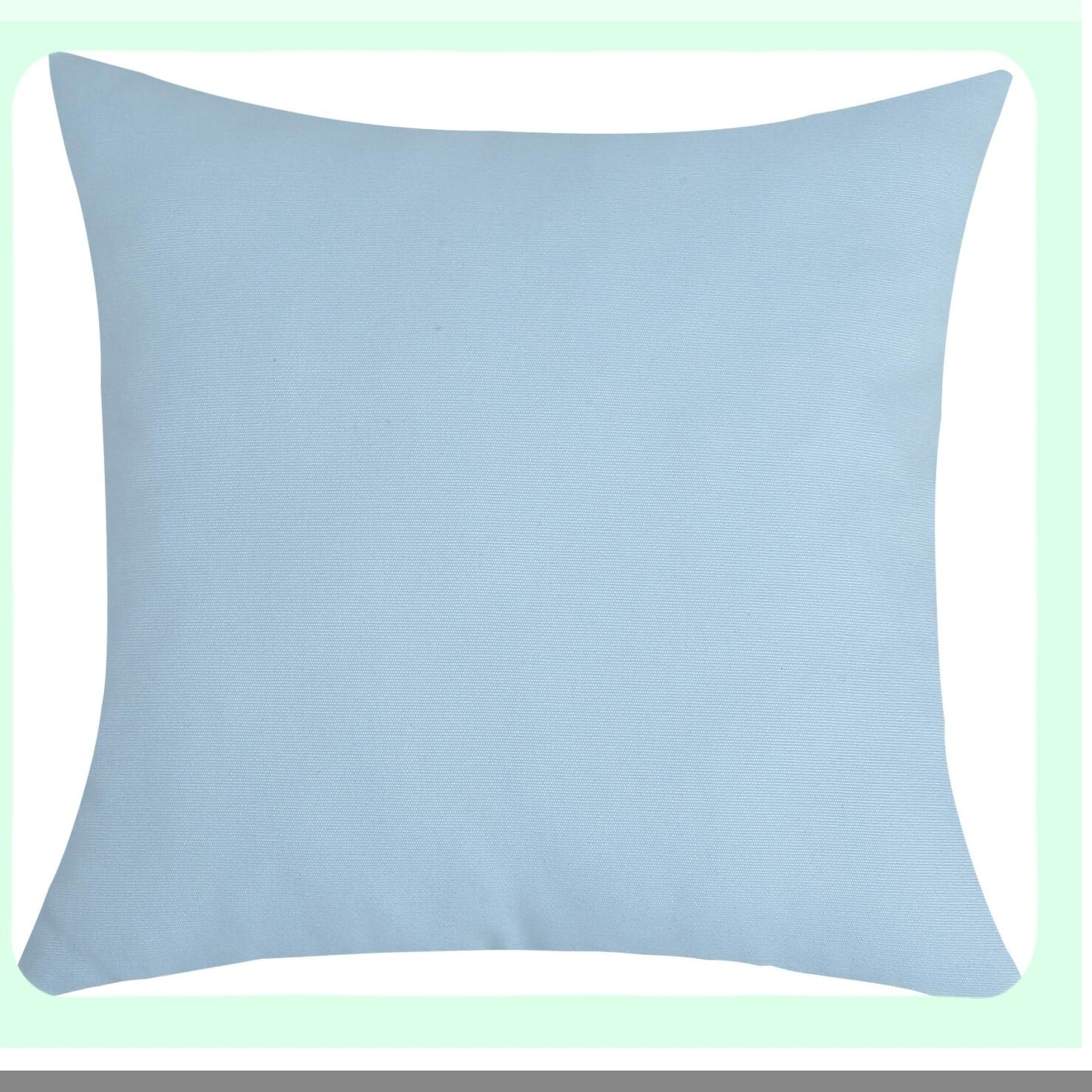 Cotton Canvas Bliss Throw Pillow Covers - Set of 2 Light Blue Cushion Covers, 16x16 inches, 100% Cotton, Decorative Home Decor - 45 Color Options
