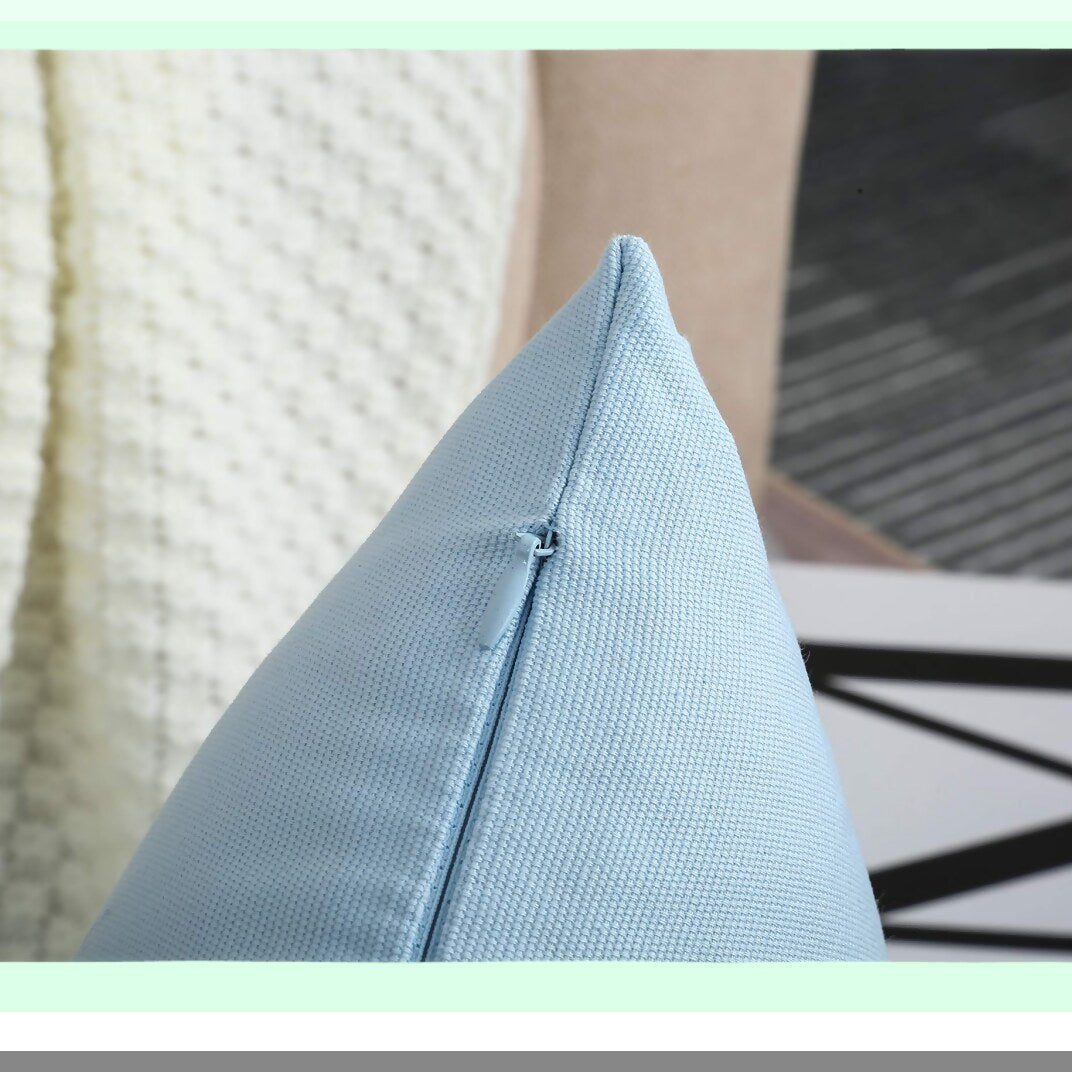 Cotton Canvas Bliss Throw Pillow Covers - Set of 2 Light Blue Cushion Covers, 16x16 inches, 100% Cotton, Decorative Home Decor - 45 Color Options