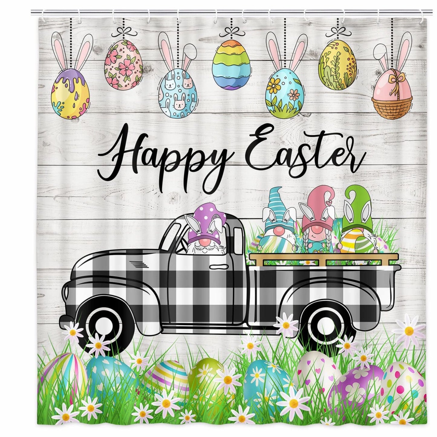 Farmhouse Bunny Gnomes Shower Curtain 69x70in