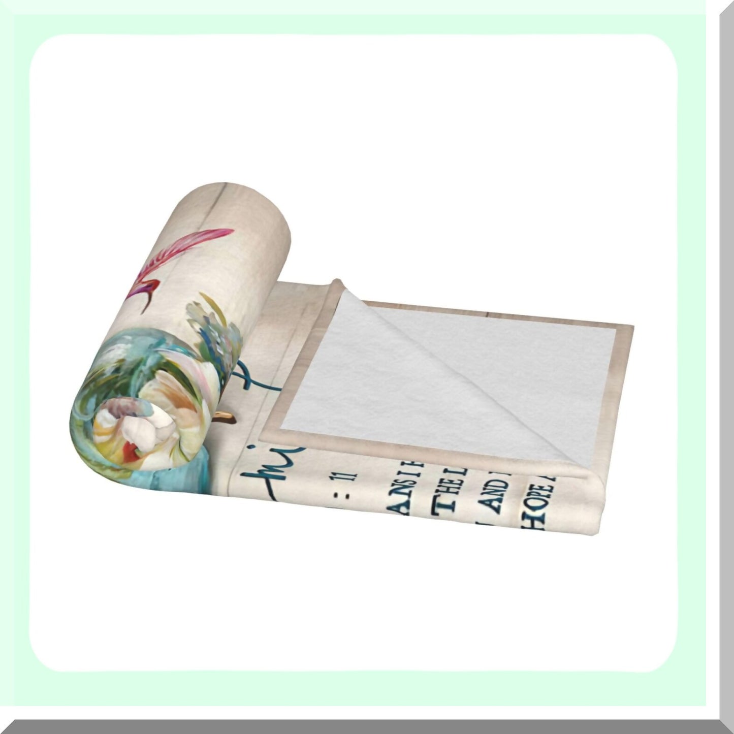 Faithful Comfort: Ultra Soft Bible Verse Fleece Throw - Cozy Religious Gift for Women, Men, and Girls - Plush Flannel Blanket with Floral and Hummingbird Design (50"x40")"