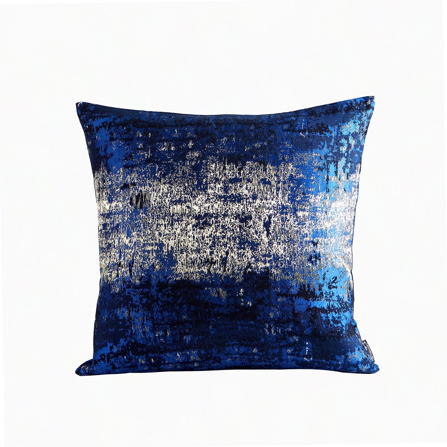 Luxury Jacquard Velvet Navy Blue Gold Throw Pillow Cover - Royal Textured Cozy Cushion Case - Soft Decorative Accent 22X22inches - 1Piece