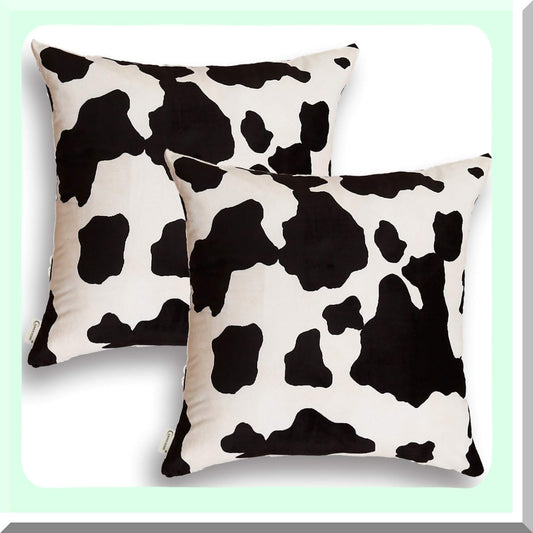 Cowhide Farmhouse Pillow Covers - Set of 2 | Cow Print Throw Pillow Covers 18x18 for Couch & Party Decor | Western Style Cushion Cases