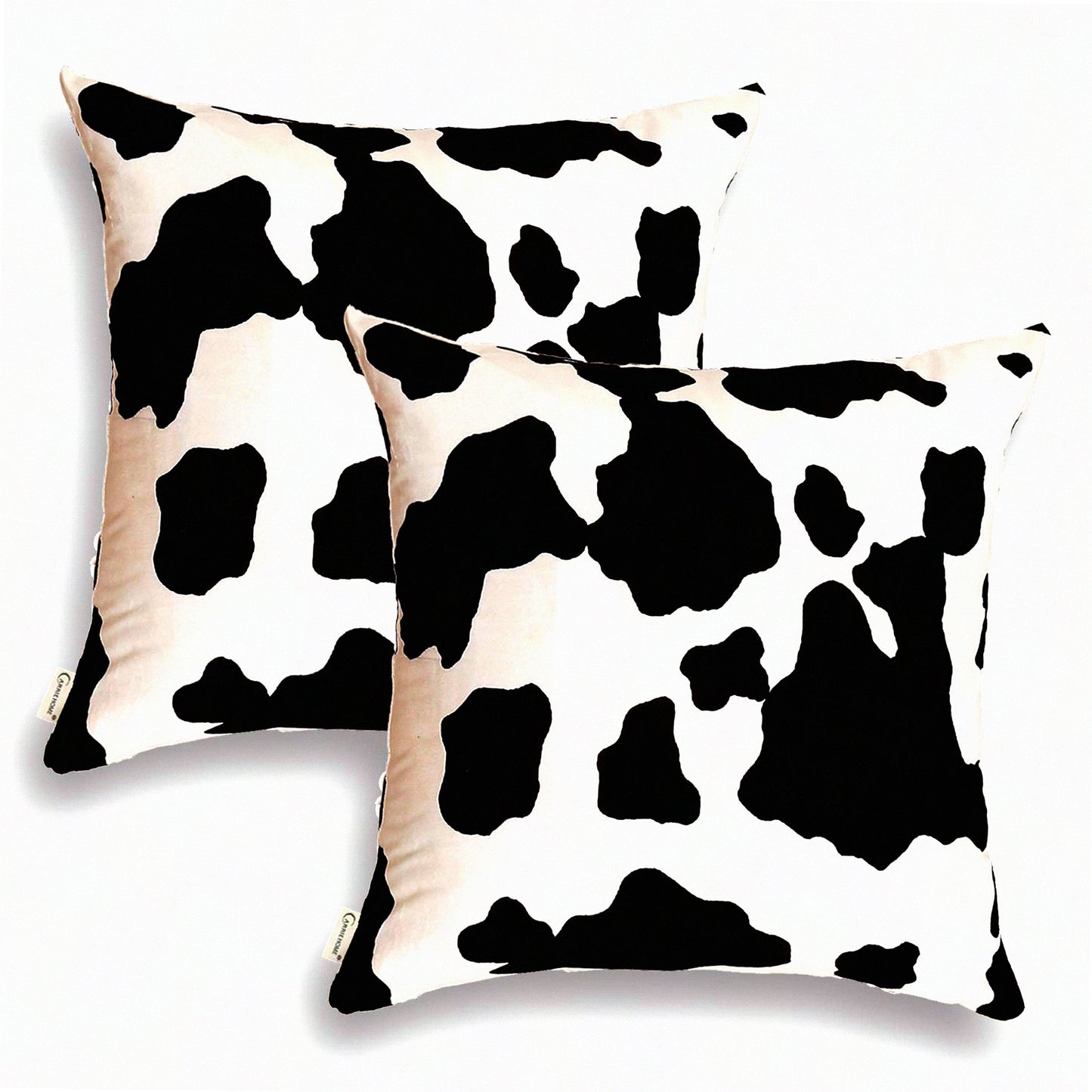 Cowhide Farmhouse Pillow Covers - Set of 2 | Cow Print Throw Pillow Covers 18x18 for Couch & Party Decor | Western Style Cushion Cases