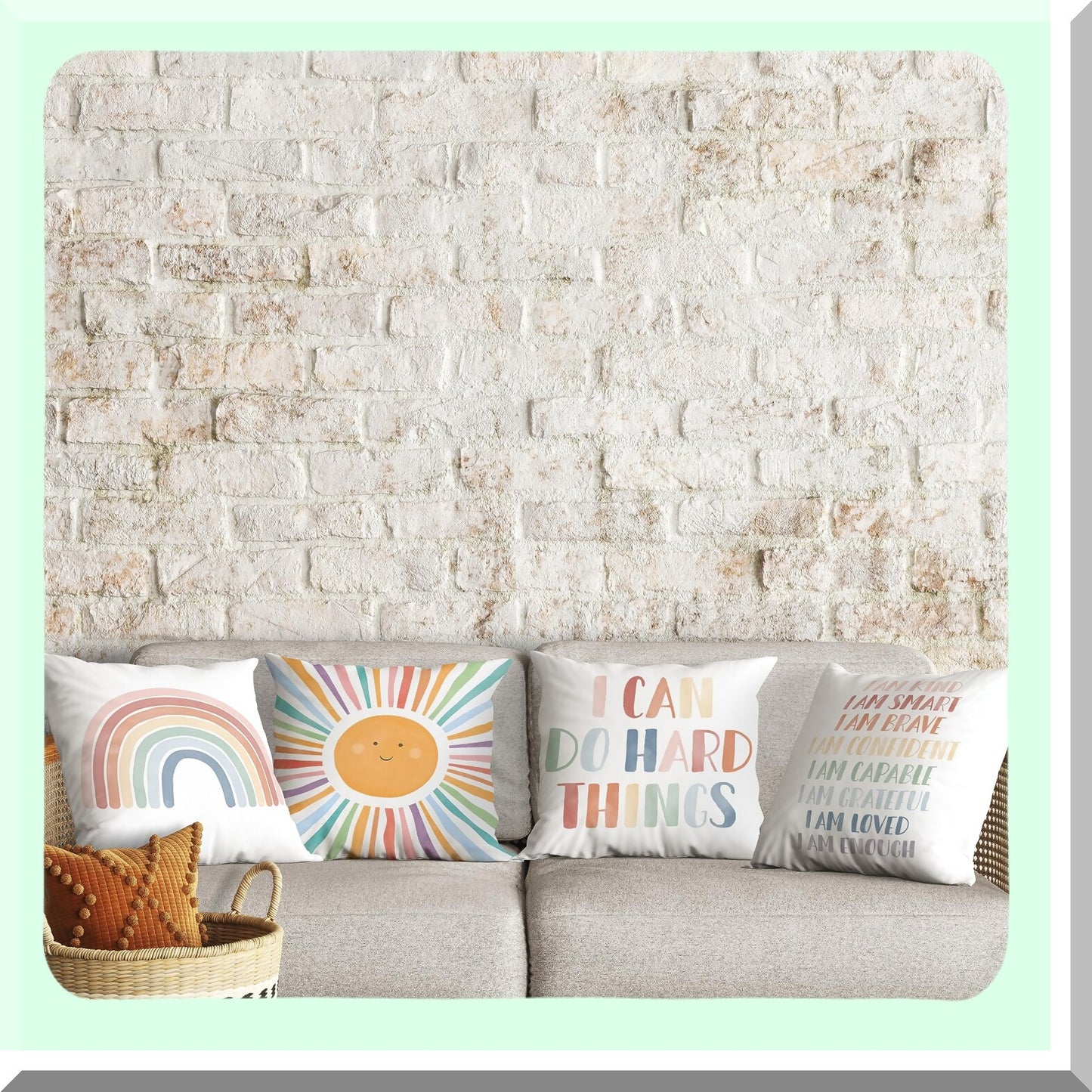 ZenVibe Affirmations Pillow Covers - Set of 4, Inspirational Sayings Decorative Pillowcases for Kids Reading Corner, Boho Classroom 18x18