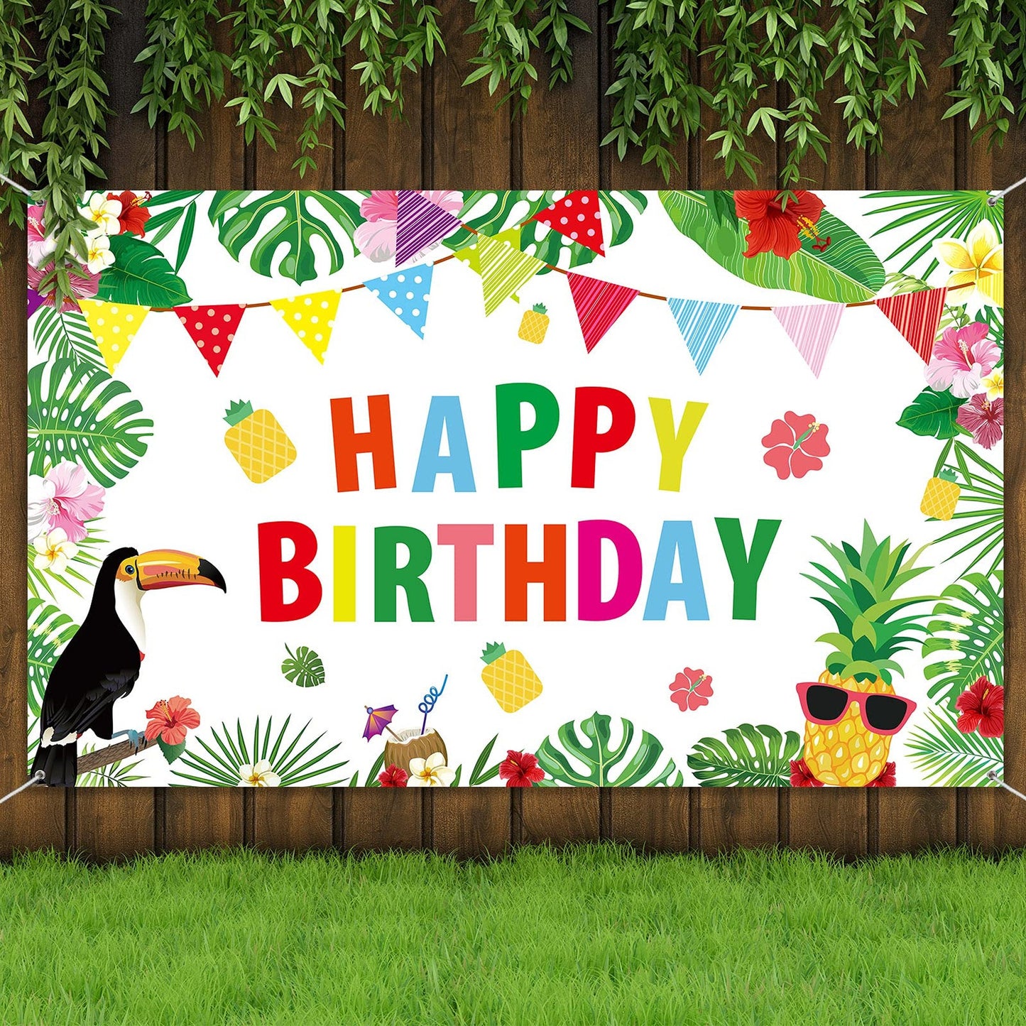 Hawaiian Luau Birthday Party Backdrop Decorations