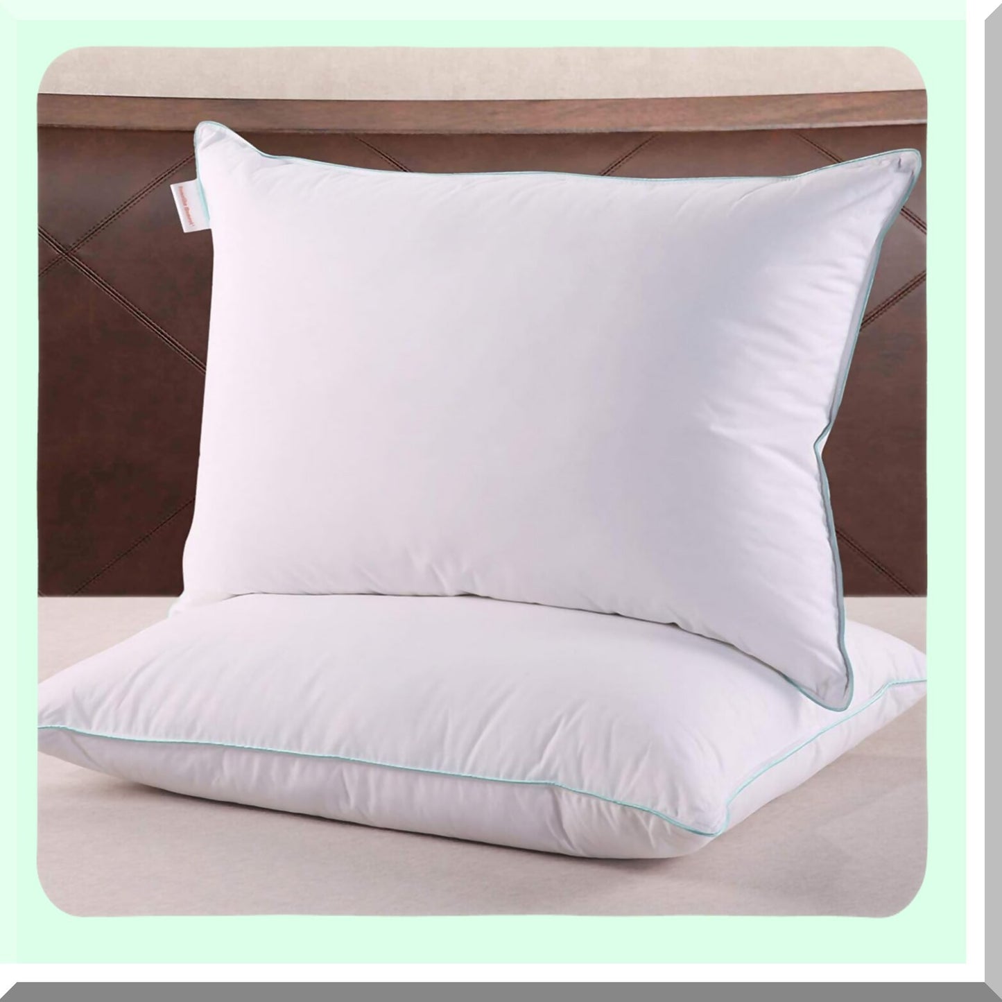 Luxury Dream Down Pillows - 2 Pack Standard Size Bed Pillows for Sleeping with 100% Cotton Cover - Plush and Supportive Pillow Set 20x26 Inch