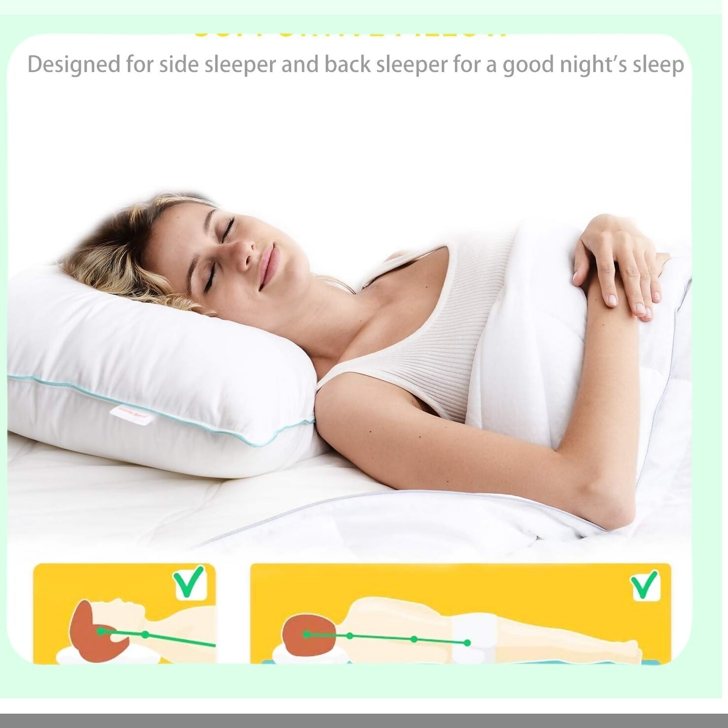 Luxury Dream Down Pillows - 2 Pack Standard Size Bed Pillows for Sleeping with 100% Cotton Cover - Plush and Supportive Pillow Set 20x26 Inch