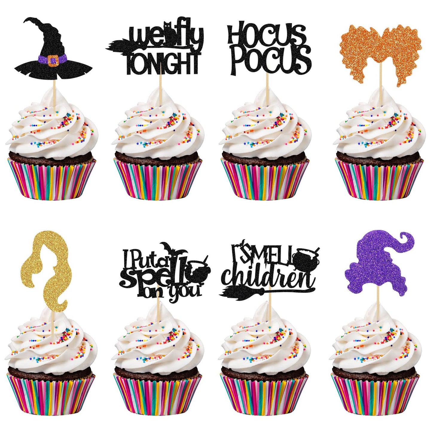 Magic Spell Cupcake Toppers - Enchanting Cake Picks for Children's Birthday Party Decorations - Set of 32 Pocus Cupcake Decorations