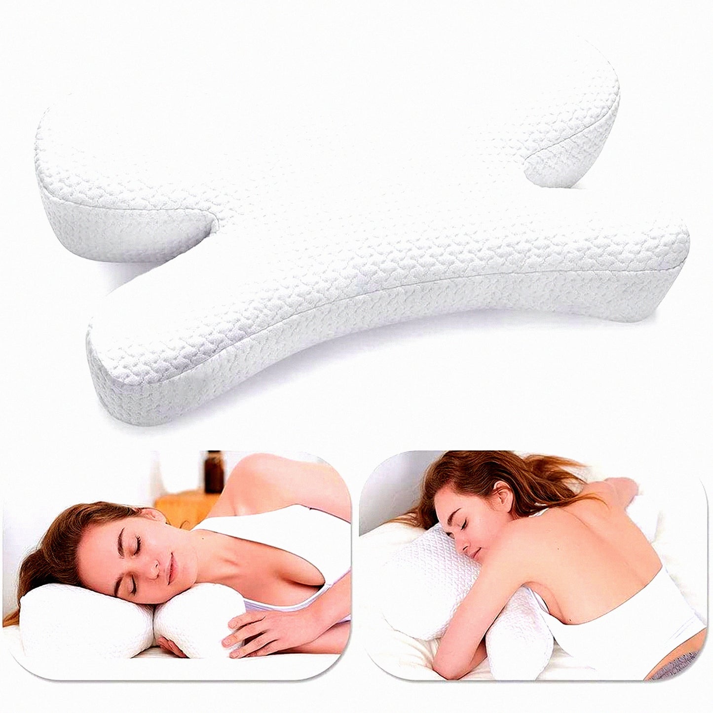 WrinkleGuard Gel Memory Foam Side Sleeper Pillow - Neck Pain Relief & Anti-Aging Support for Side, Back, and Stomach Sleepers - Regular White Style