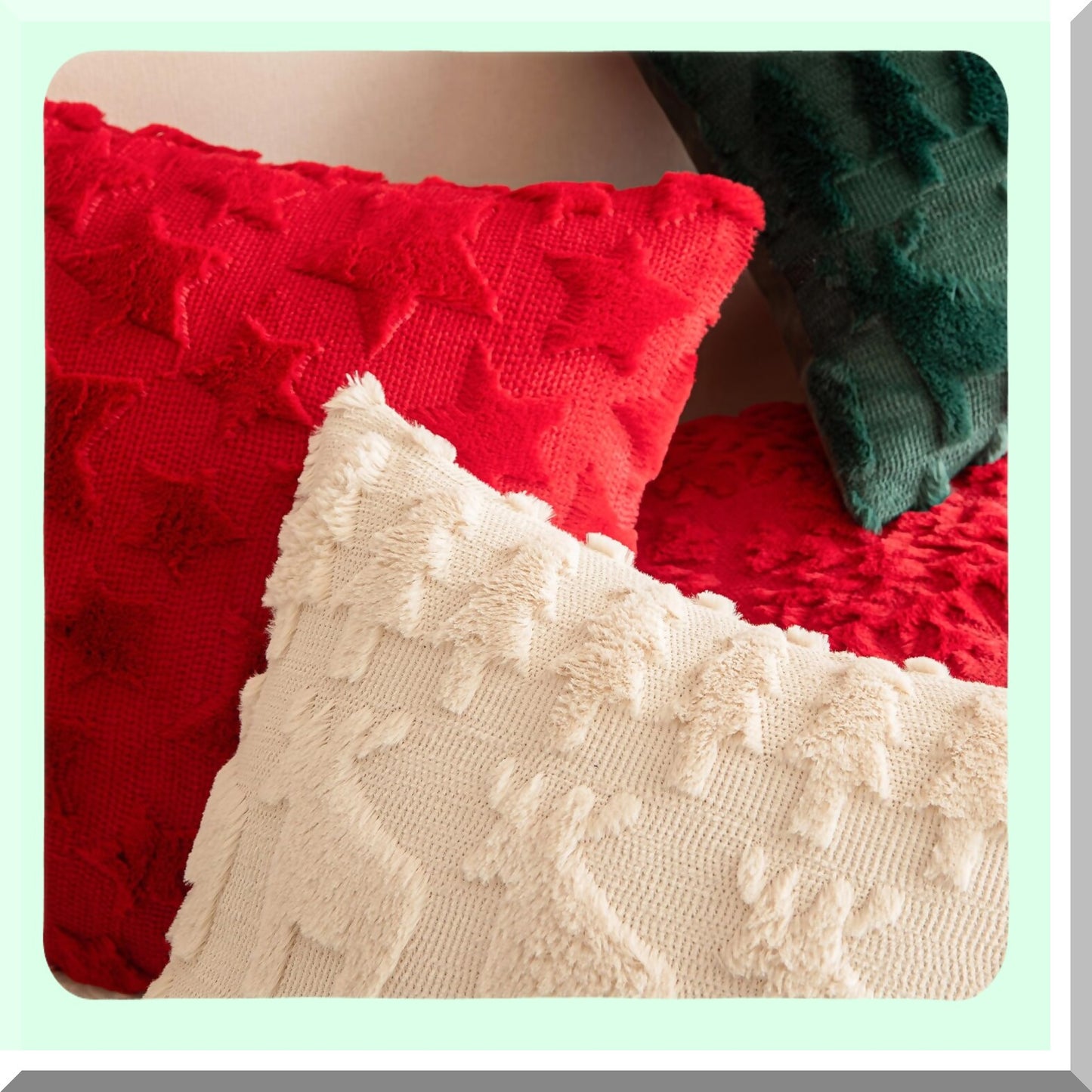 Winter Wonderland Elk Pillow Covers - Set of 2 18x18 Inch Cream Beige Xmas Decorative Throw Pillows for Couch Sofa. Add a touch of holiday magic to your home decor!