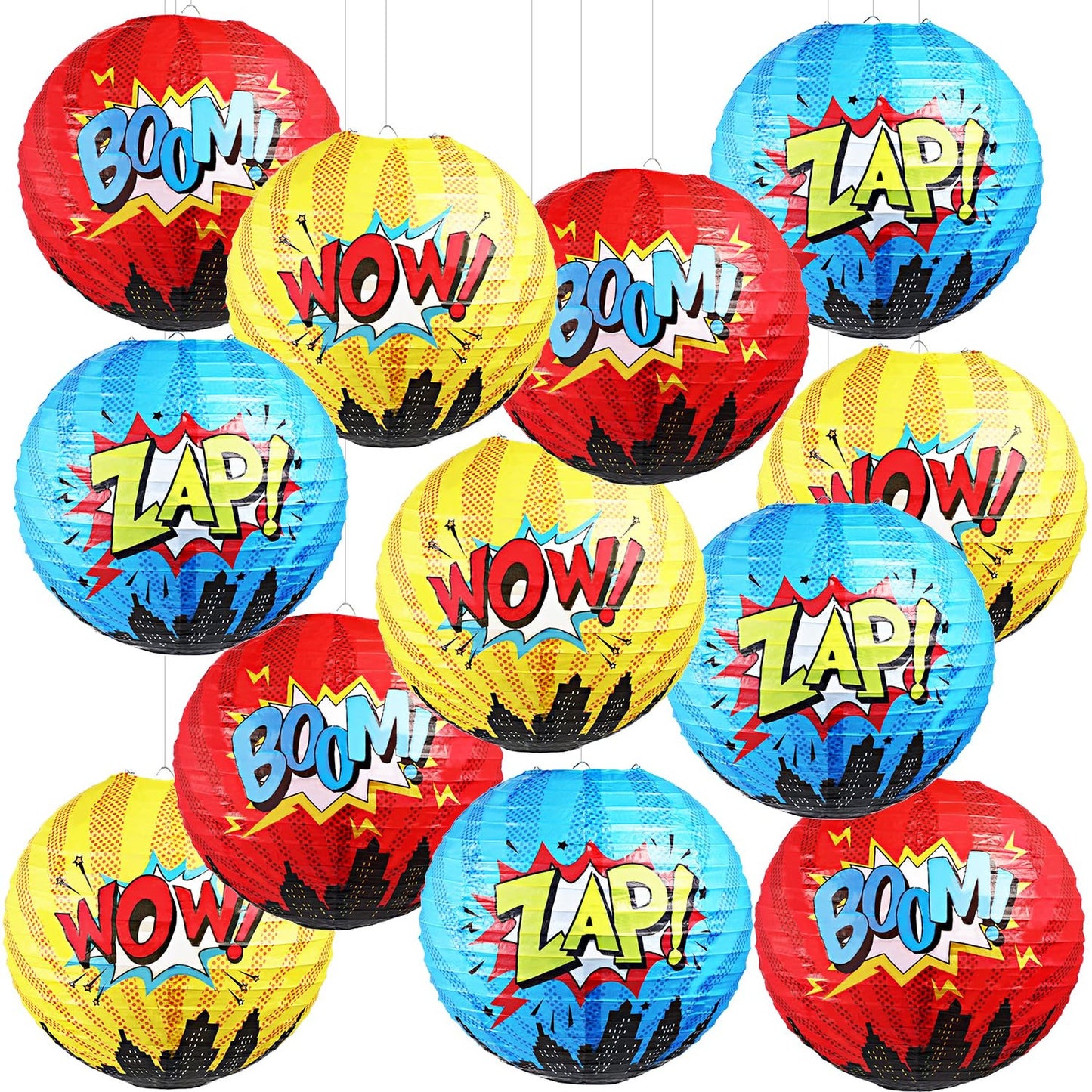 Hero Themed Hanging Paper Lanterns for Birthday and Party Decorations