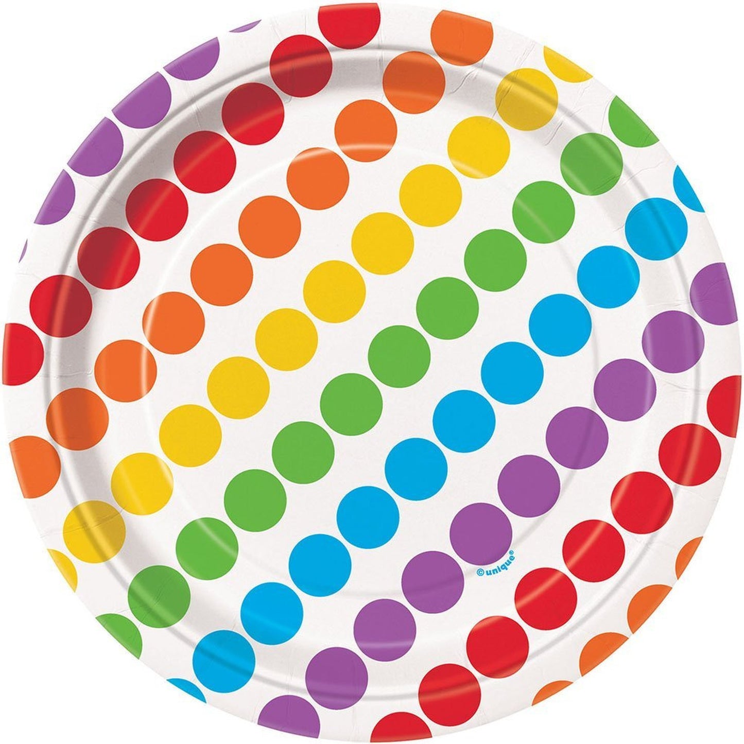 Colorful Rainbow Dessert Plates for Parties, 7"