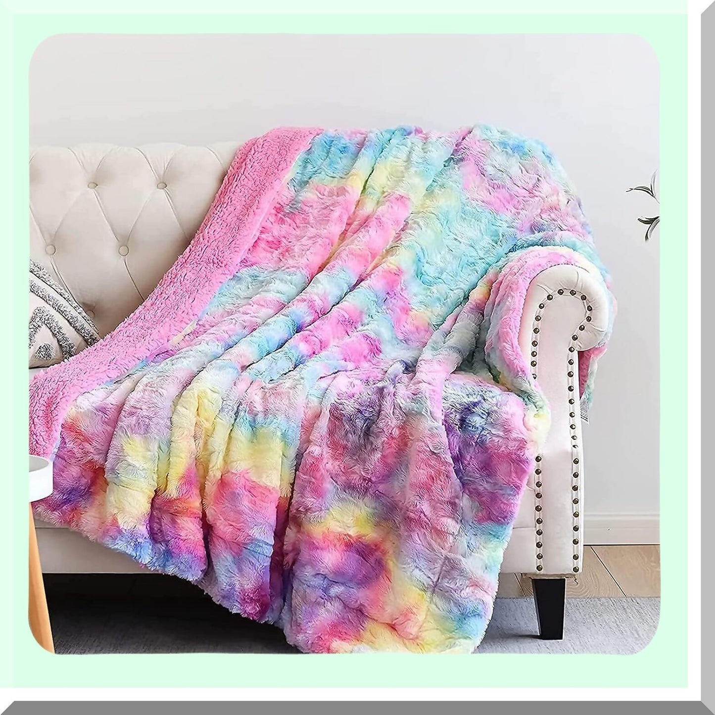 UltraCozy Dark Rainbow Sherpa Throw - Plush, Fuzzy, Warm Blanket for Couch, Sofa, or Bed (50"x60")"