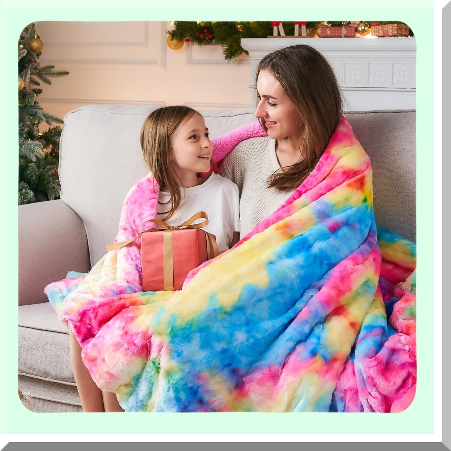 UltraCozy Dark Rainbow Sherpa Throw - Plush, Fuzzy, Warm Blanket for Couch, Sofa, or Bed (50"x60")"
