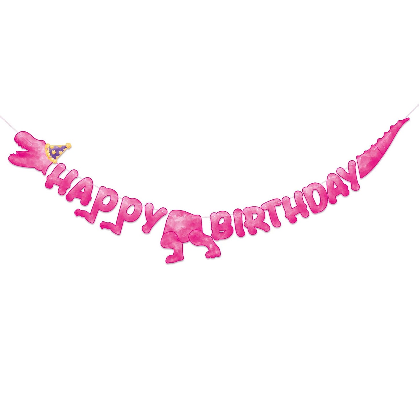 DinoSplash Birthday Banner - Colorful T-Rex Party Decorations for Girls & Kids - Pre-Strung Wall Decor - Fun Dinosaur Party Supplies