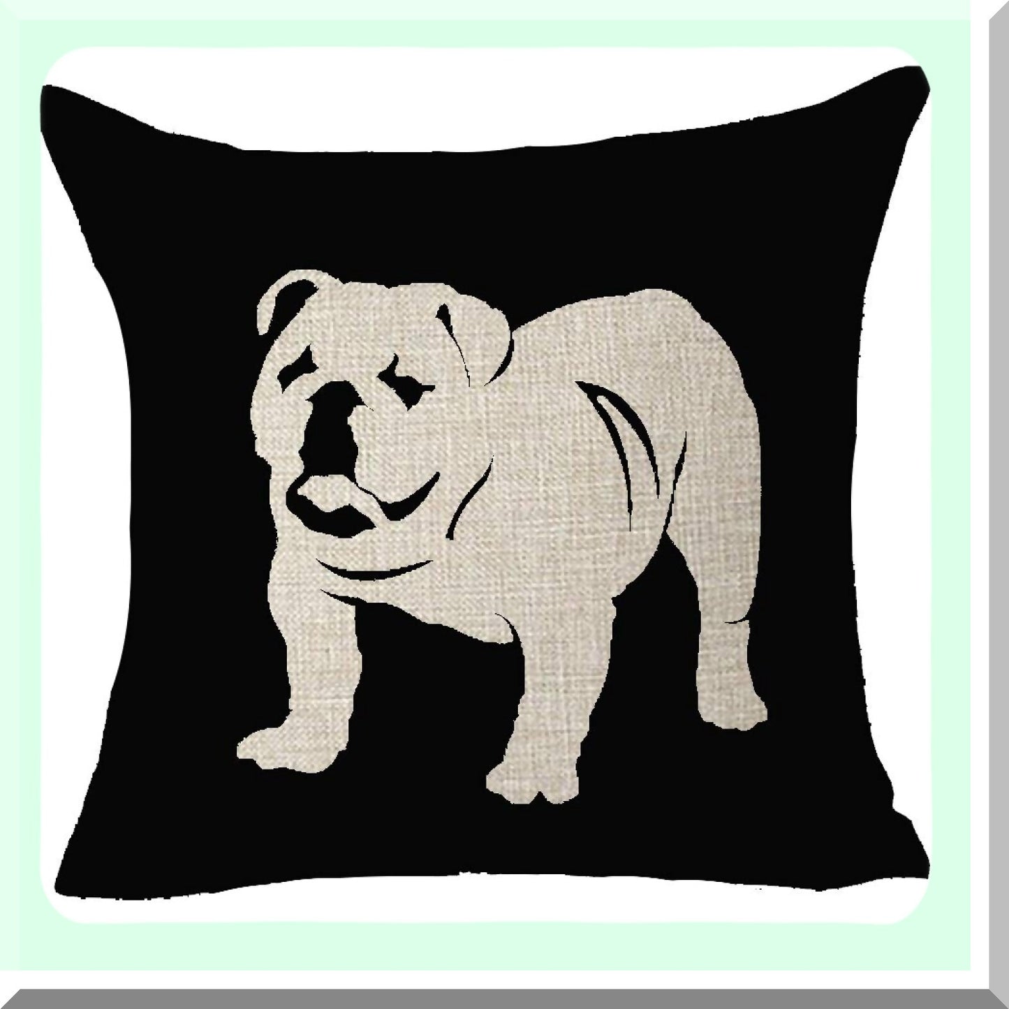 Pug Love Decorative Pillow Cover Set - English Pug Dog Design, Black Background, Cotton Linen Material, 18x18 inches - Cushion Case for Home Décor