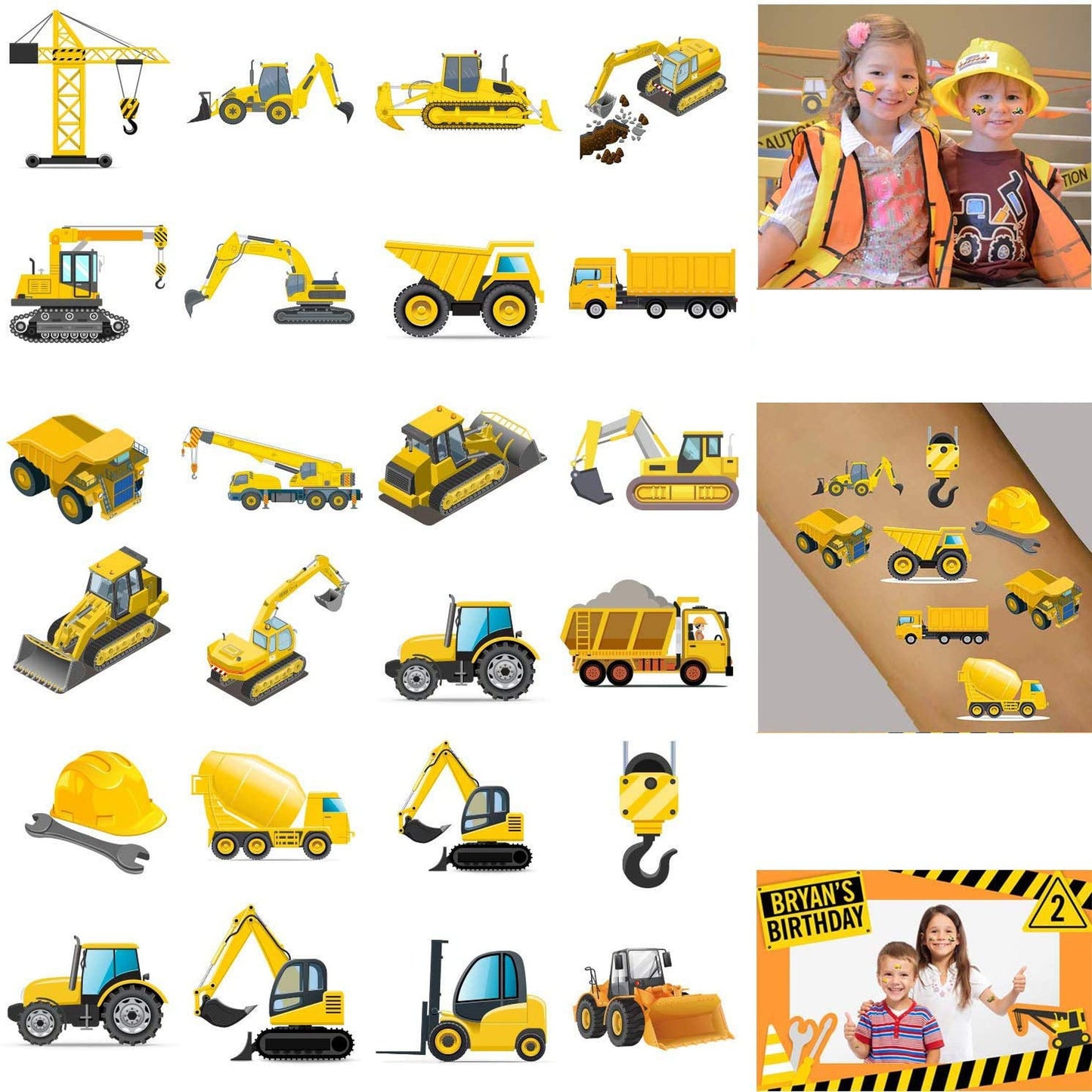 Construction Zone Party Favors with 300 Temporary Tattoos