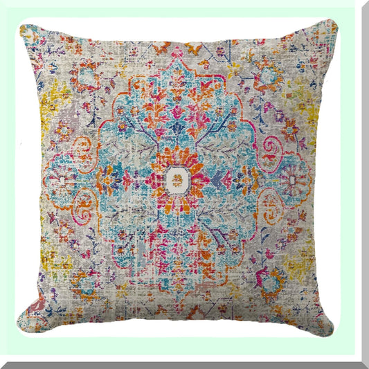 Tribal Carpet Boho Pillowcase - Oriental Decor Cushion Cover for Living Room & Bedroom - Soft Ethnic Bohemian Pillow Cover 18X18 Inch