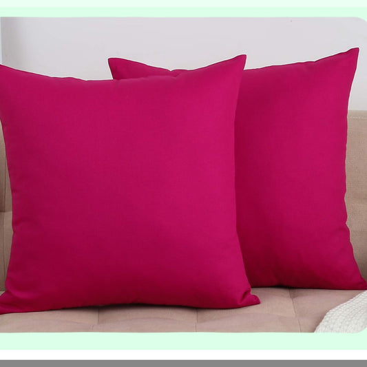 Cotton Canvas Rose Throw Pillow Covers - Set of 2, 18x18 Decorative Cushion Covers in 45 Colors - Solid Design for Home Decor - Soft and Durable