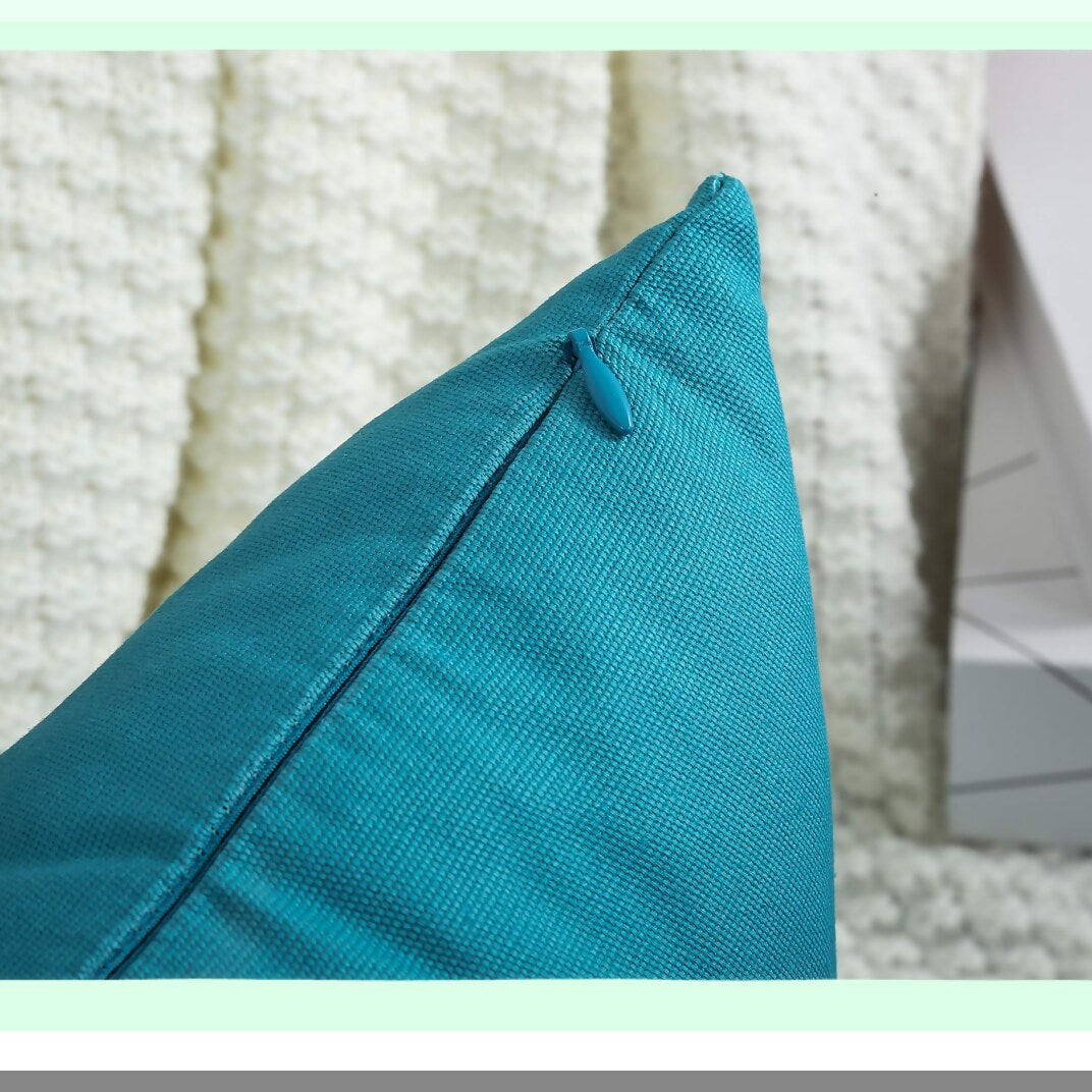 Cotton Canvas Blue Ashes Pillow Covers - Set of 2 Decorative Cushion Covers in 18"x18" Size - 45 Color Options - Solid Design for Home Decor