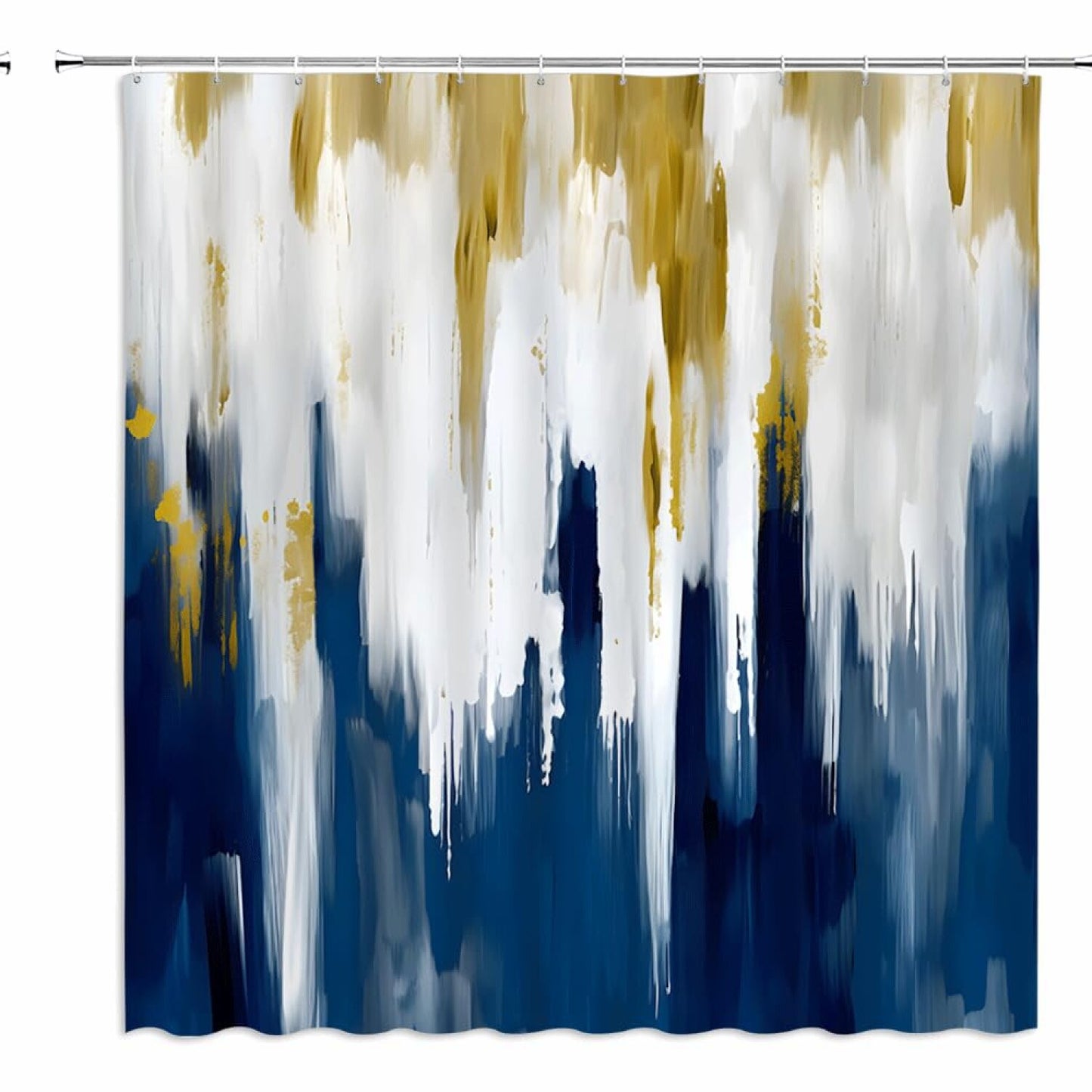 Navy Blue Gold Shower Curtain 70x70 Fabric
