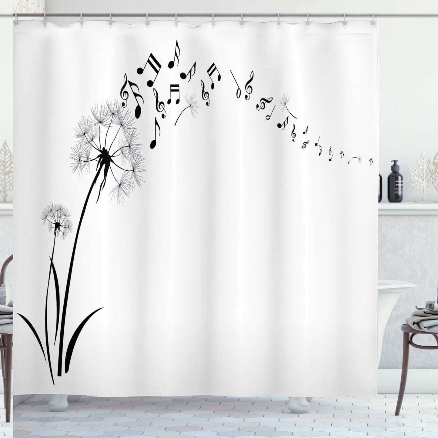 Music Lover Shower Curtain 69x70 Black White