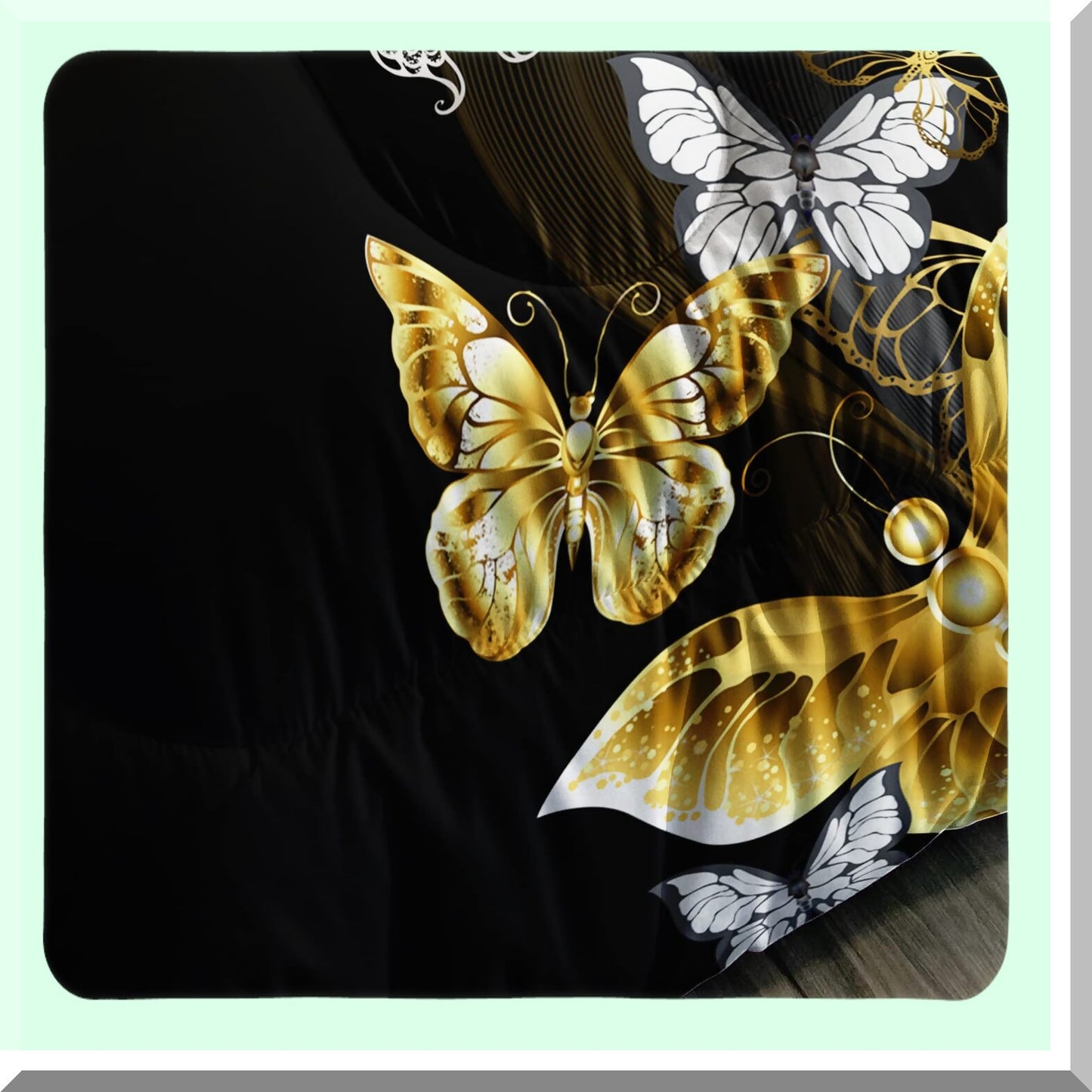 Black Gold Butterfly Aesthetics Comforter Set - Full Size Quilt Duvet with 2 Pillowcases for Adults - Luxurious Bedding Set with Butterflies Theme