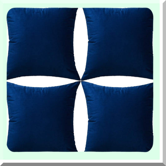 Luxury Navy Blue Velvet Pillowcase Set - 22x22 Decorative Cushion Covers for Sofa, Bed, Couch - Pack of 4 Throw Pillow Cases